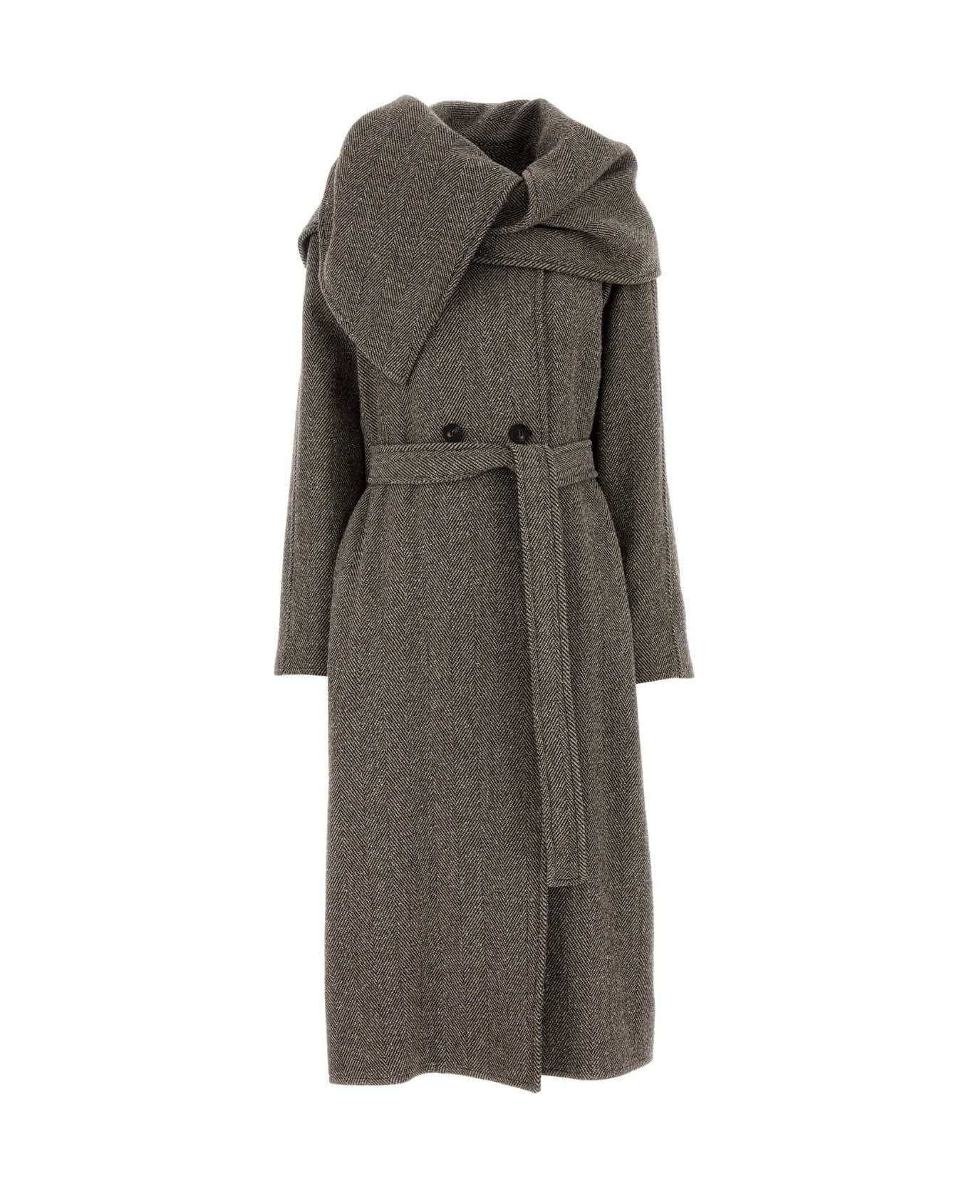 Ferragamo Embroidered Wool Blend Coat - EXPRESSOWHITESAND