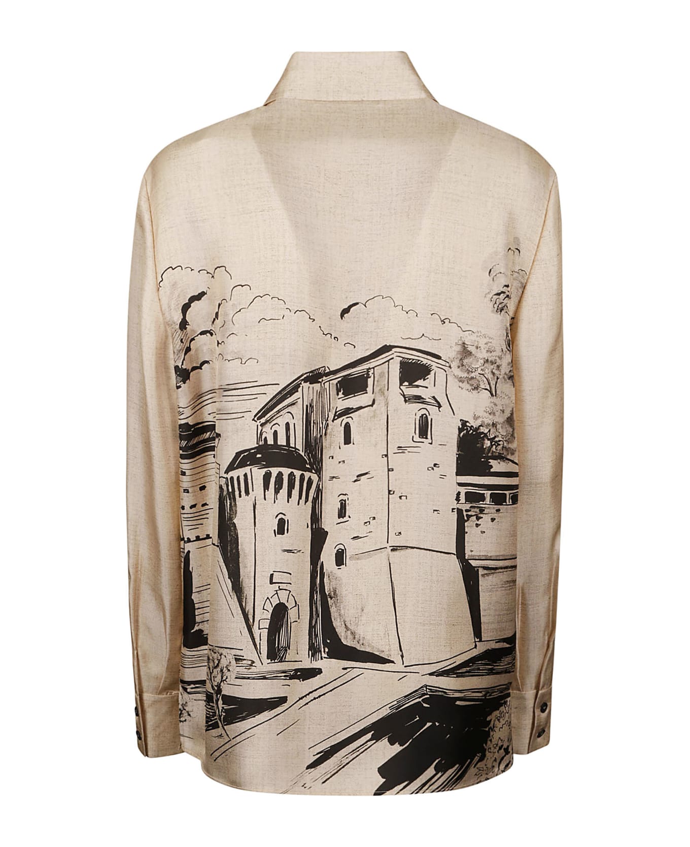 Alberta Ferretti Printed Long-sleeved Shirt - Beige