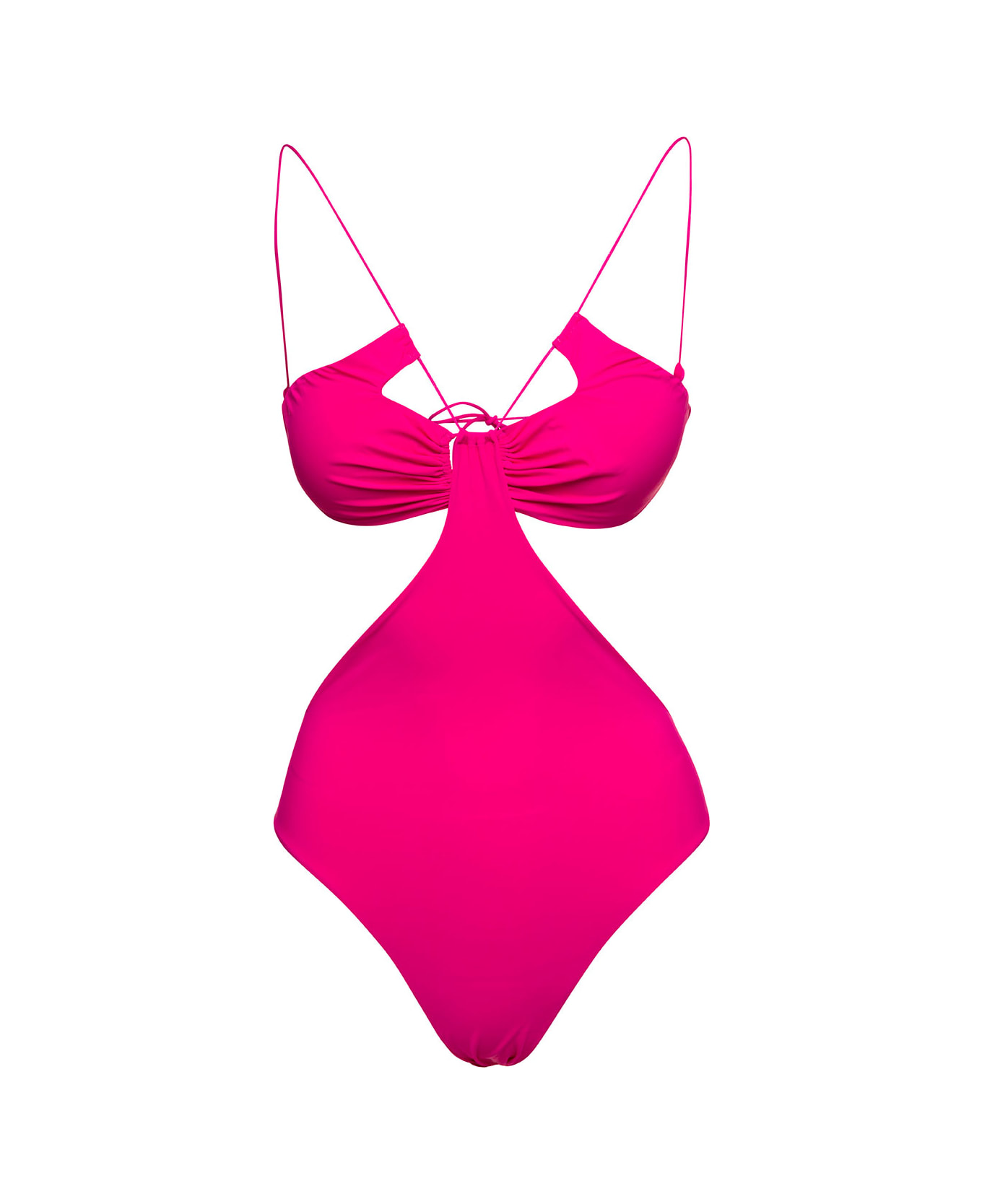 Amazuìn 'sadie' Fuchsia Swimsuit With Cut-out And Spaghetti Straps In Stretch Polyamide Woman - Fuxia