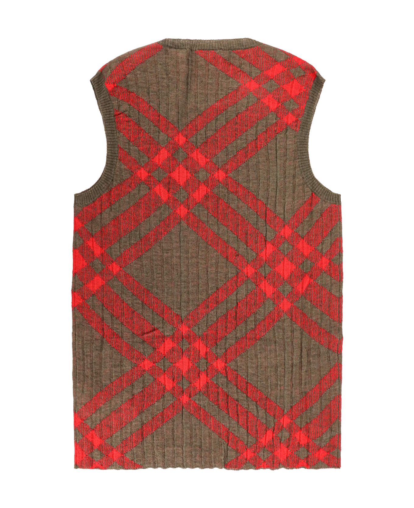 Burberry 
check
 Dark Green Nylon Blend Vest - Red