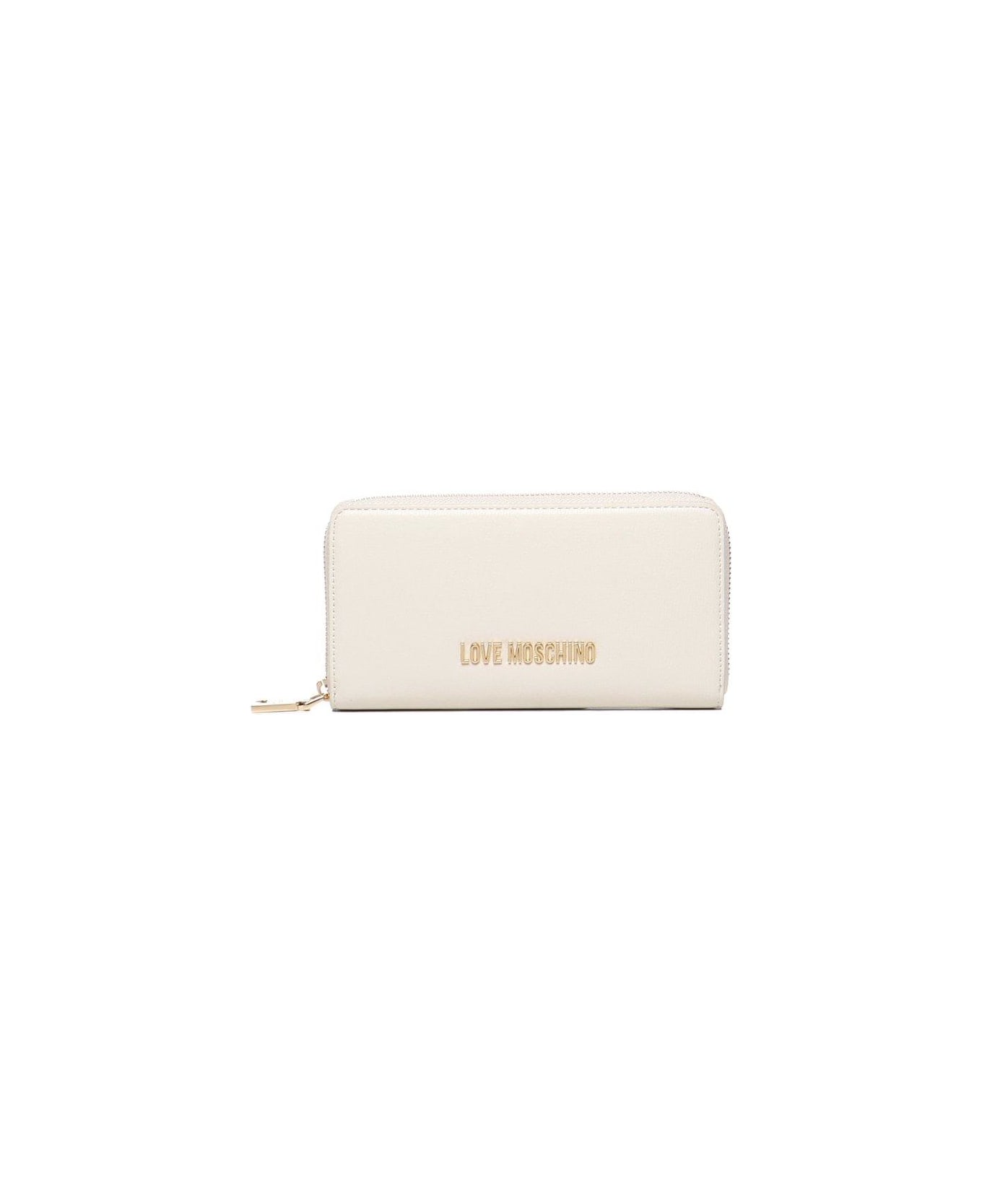 Love Moschino Logo Lettering Zipped Wallet - Ivory