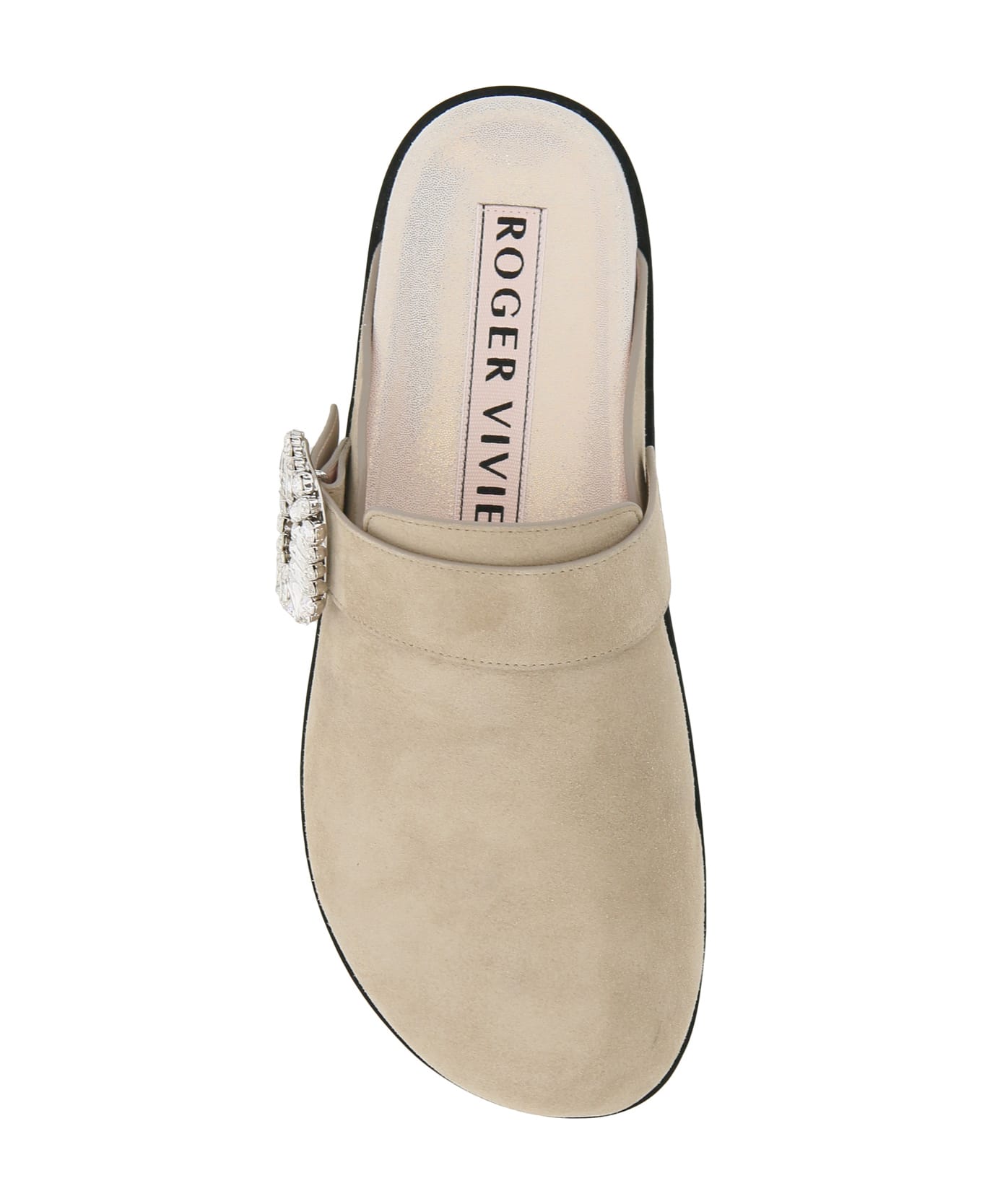 Roger Vivier Slidy Viv Mules Closed Toe Jewel Buckle - NATURALE CHIARO (Beige)