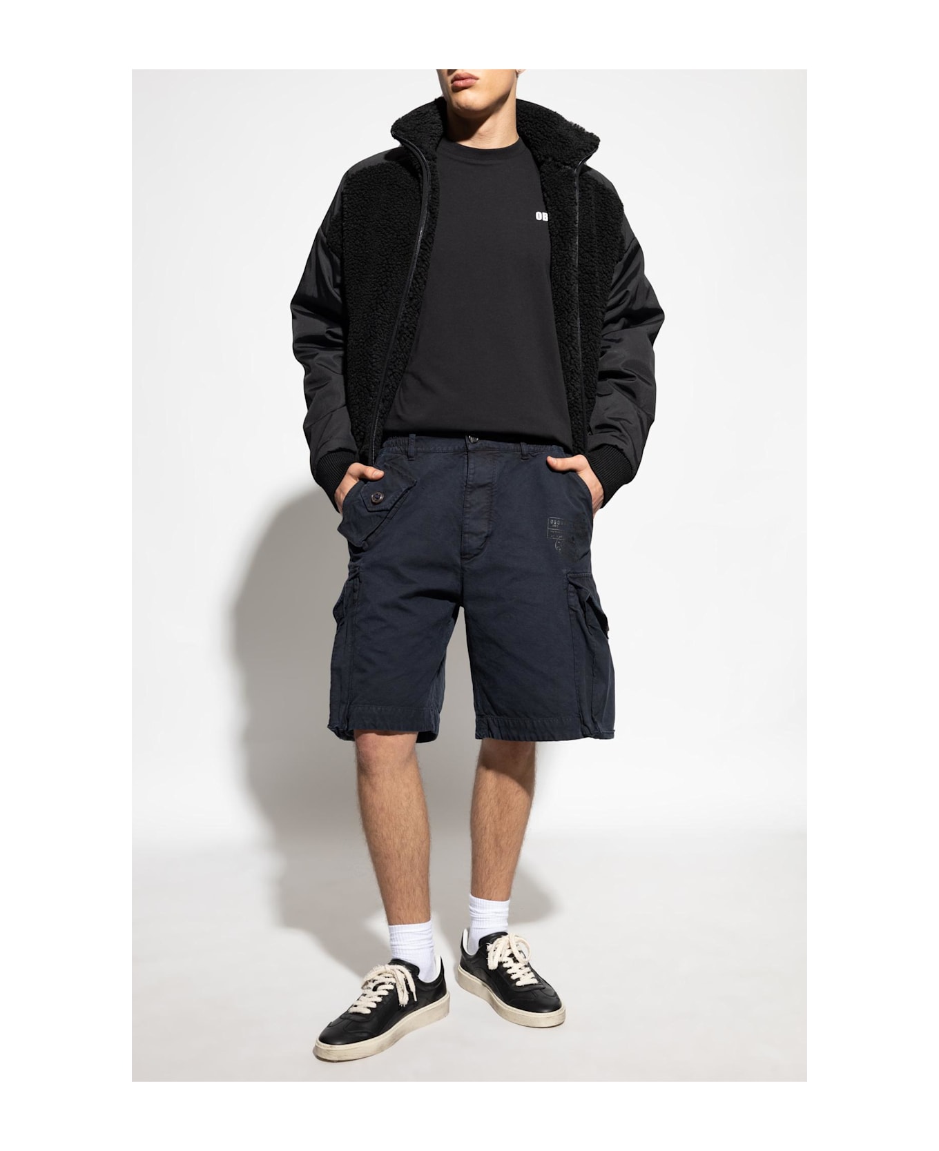 Dsquared2 Fleece Sweatshirt With A Stand-up Collar - Black