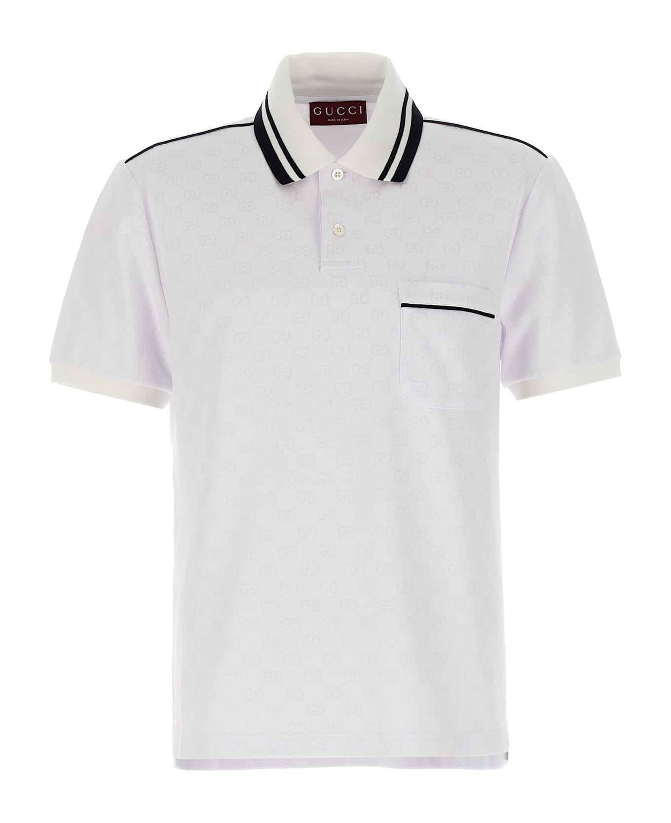Gucci Gg Jacquard Polo Shirt - White