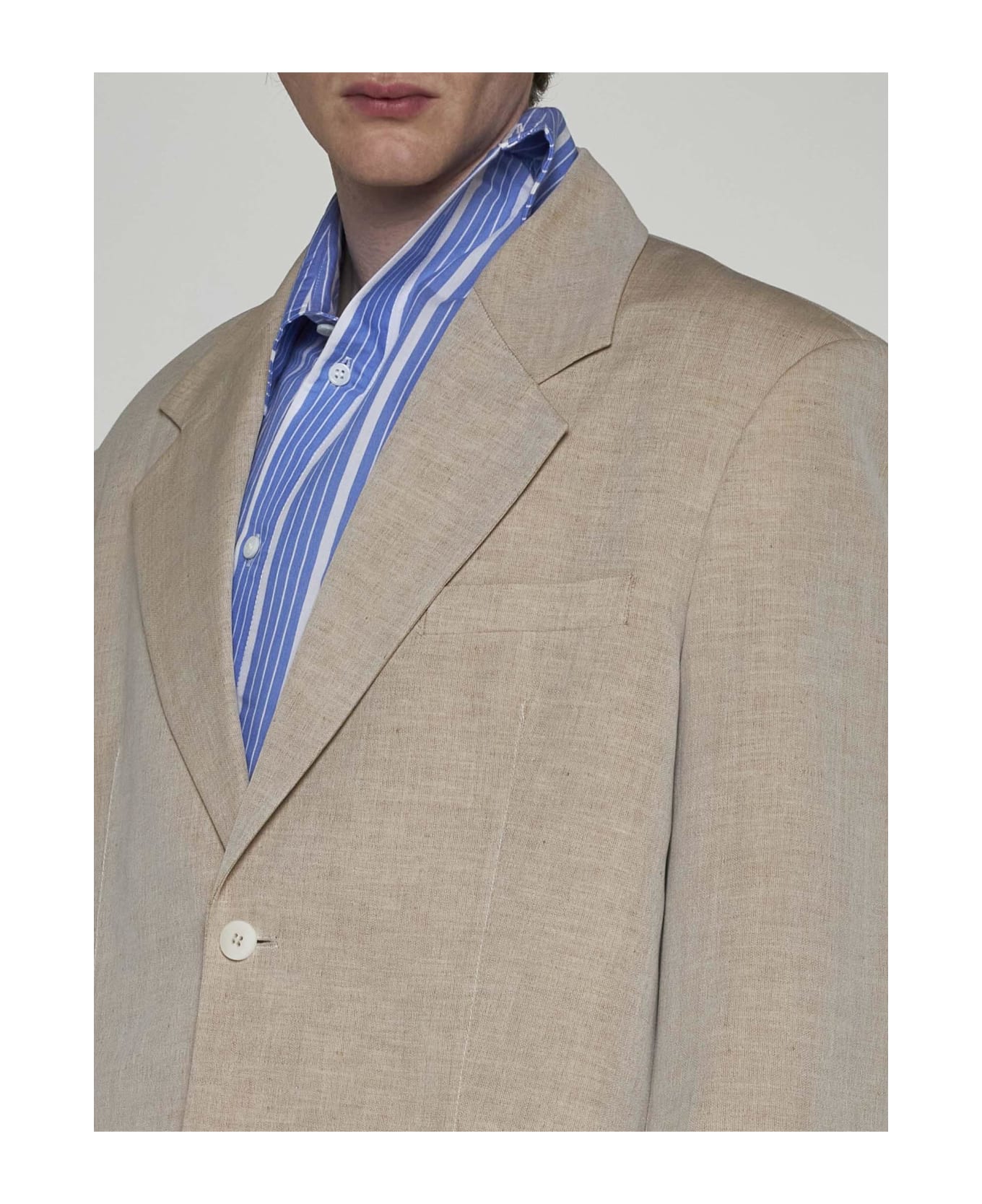 Jacquemus Titolo Linen And Wool Single-breasted Blazer - Beige