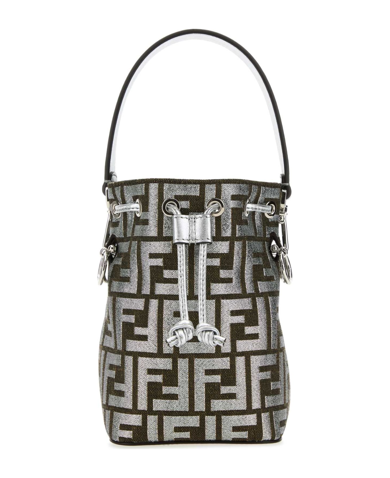 Fendi Embroidered Fabric Mini Mon Tresor Bucket Bag - SILVER