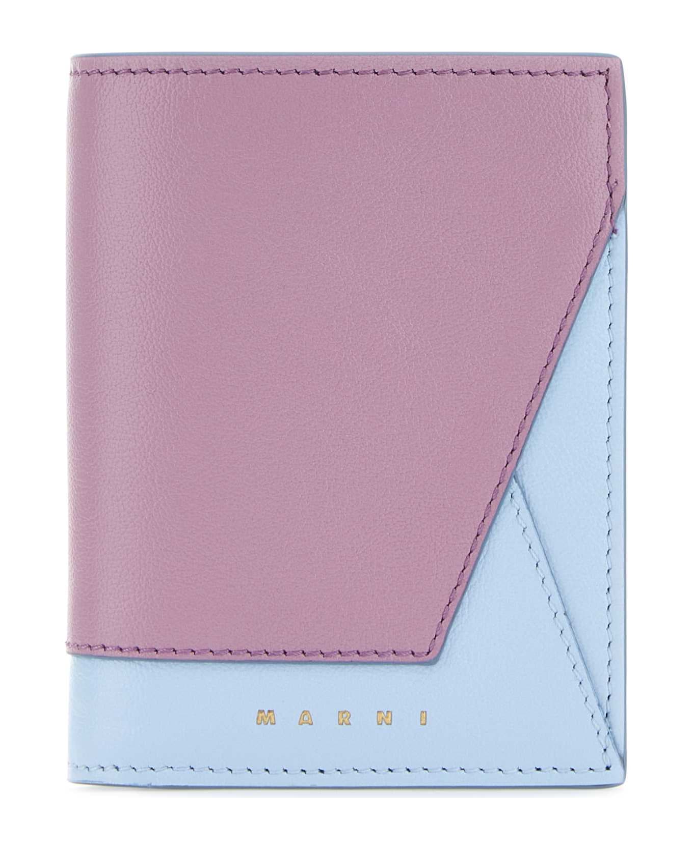 Marni Two-tone Leather Wallet - LIGHTLILAPOWDERBLUE 財布