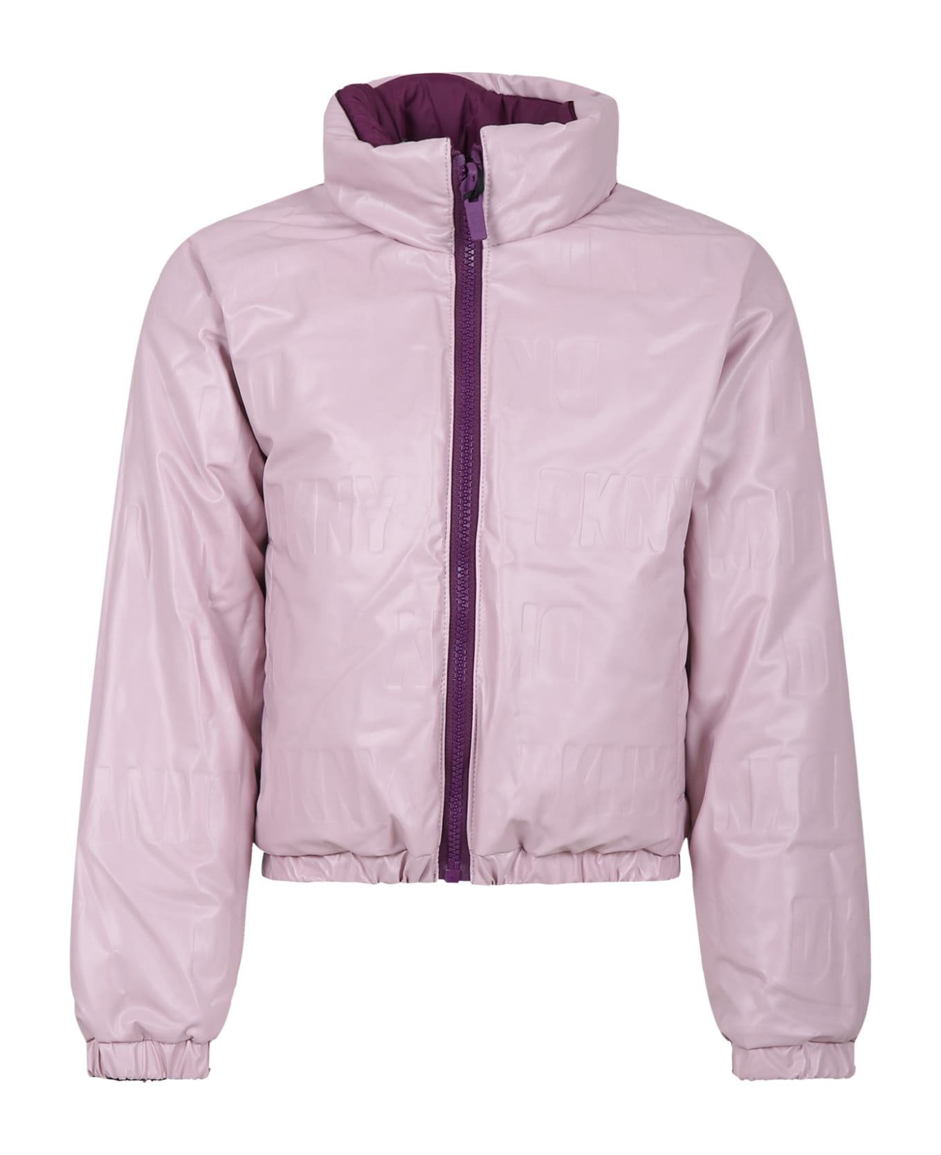 DKNY Reversible Purple Jacket For Girl With Logo - Violetto コート＆ジャケット