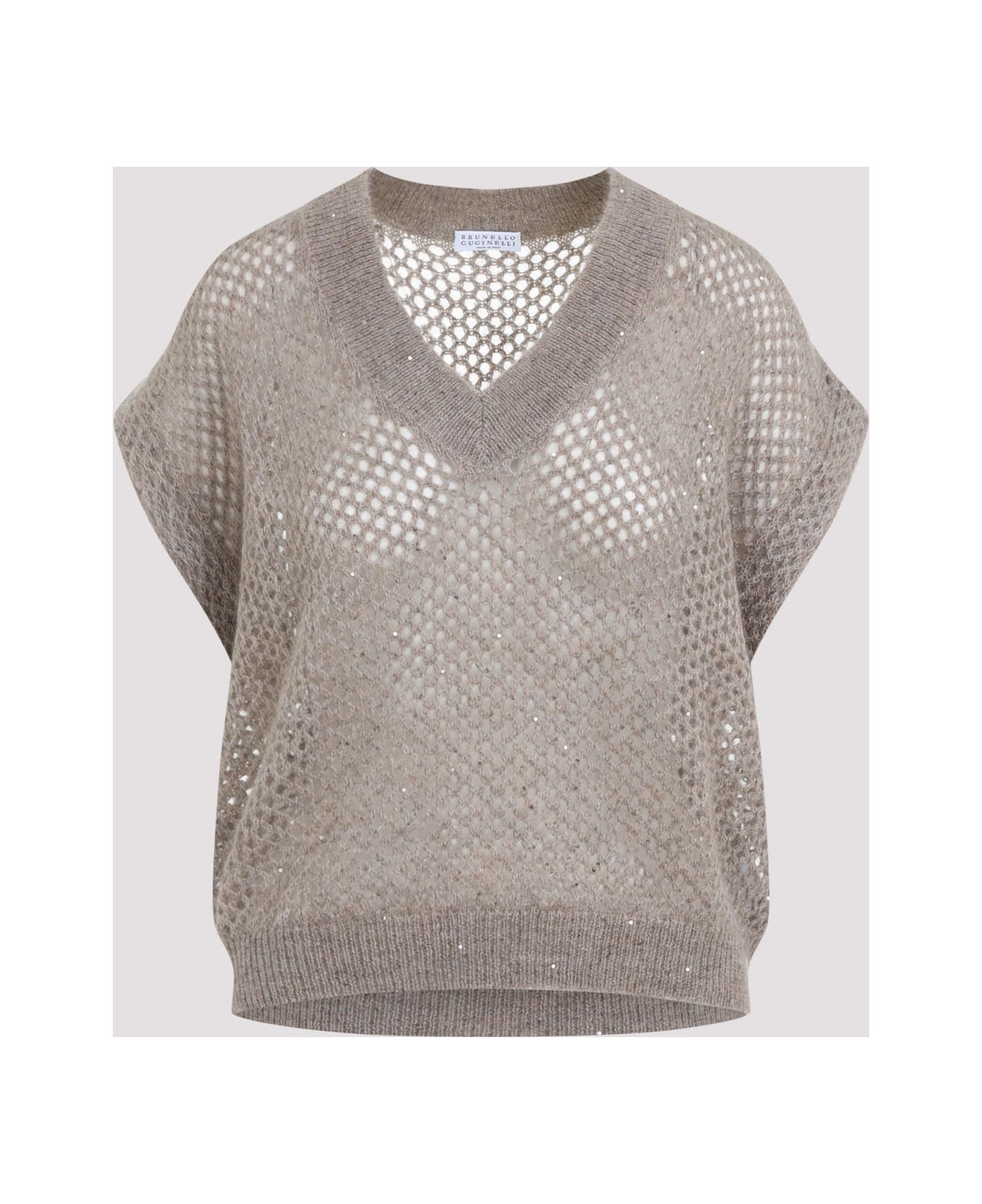 Brunello Cucinelli Mohair Diamond Knit Vest - Brown Caldo