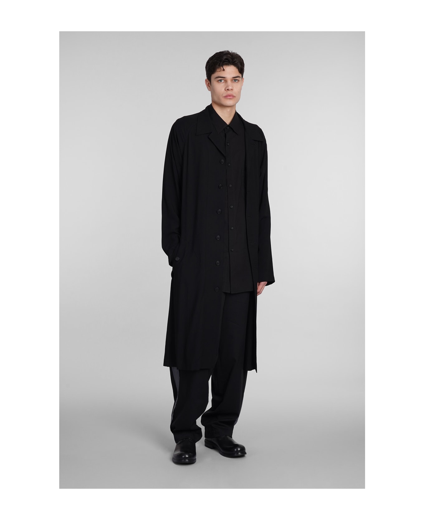Yohji Yamamoto Outerwear In Black Rayon - black