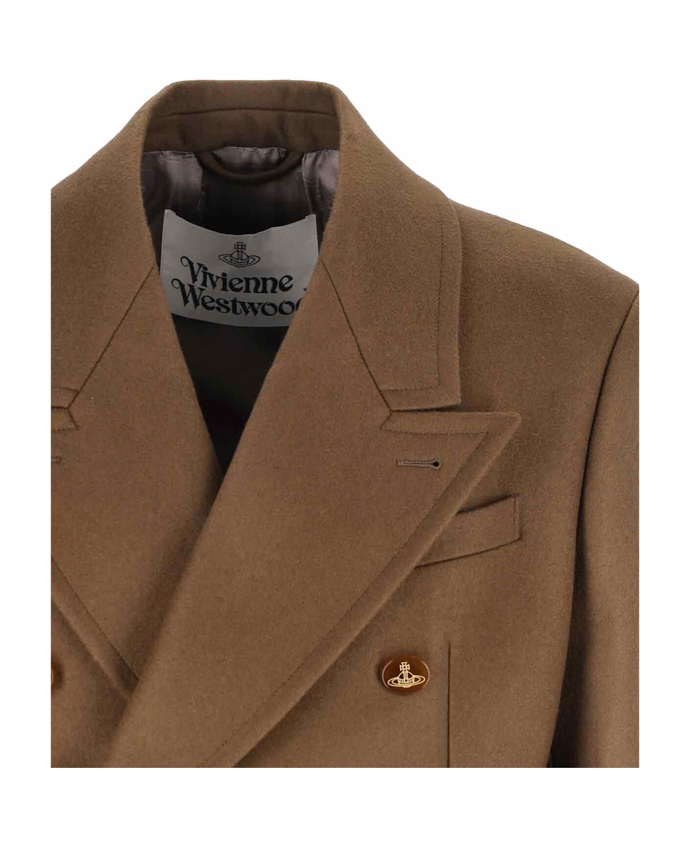 Vivienne Westwood Double-breasted Wool And Cashmere Coat - Brown
