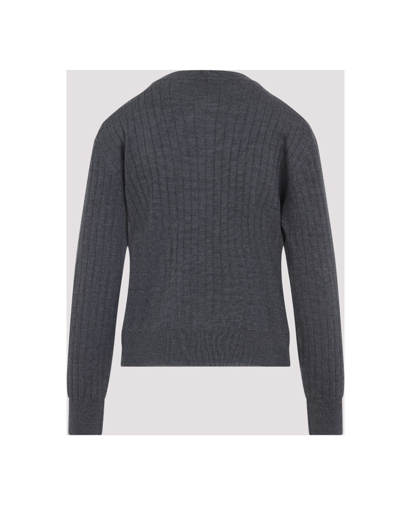Bottega Veneta Wool Ribbed Cardigan - Antracite
