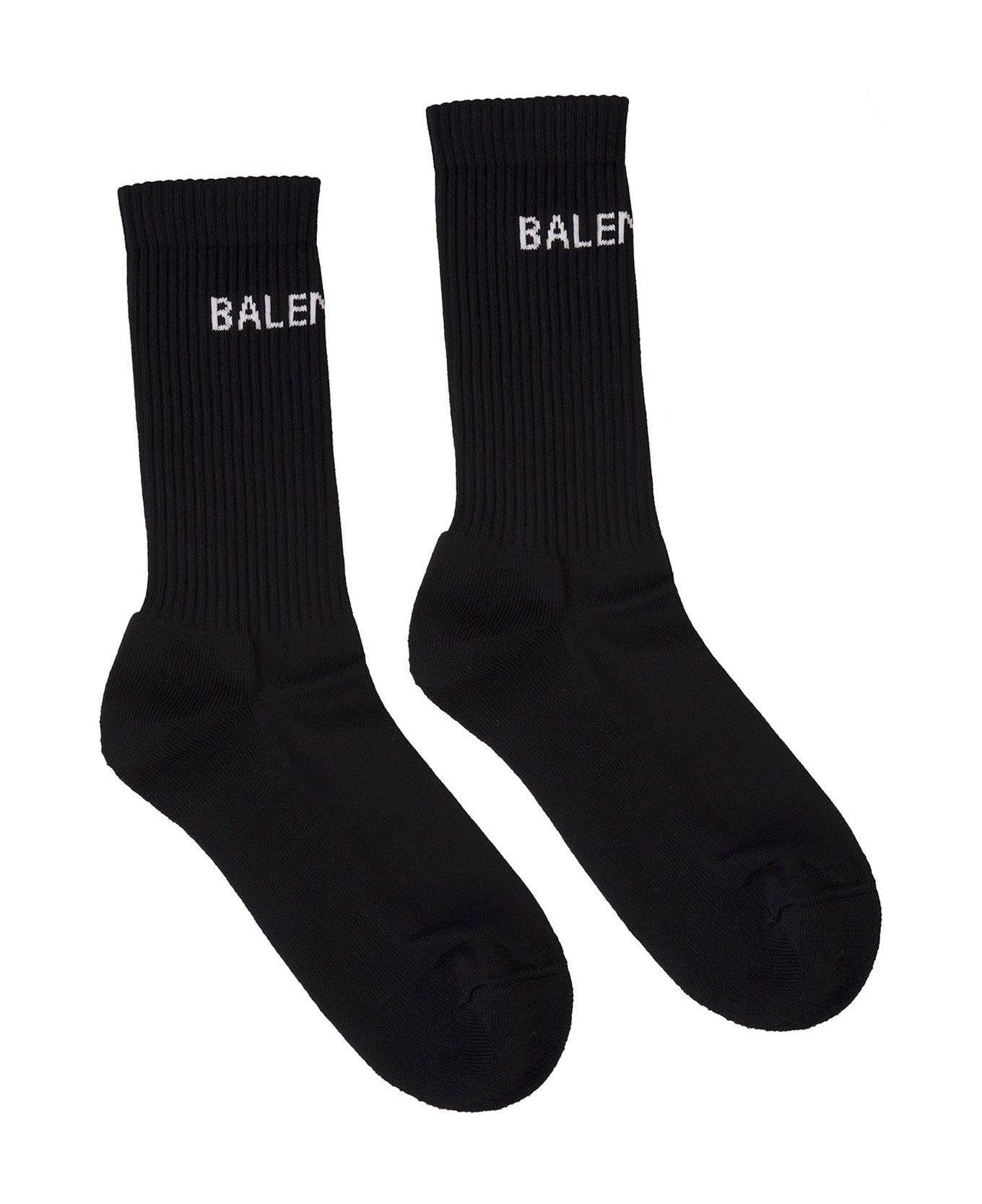 Balenciaga Logo Intarsia Socks - Black White
