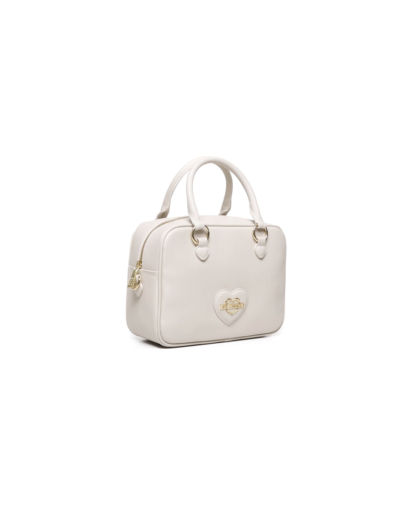 Love Moschino Tote Bag With Logo Plaque - Ivory トートバッグ
