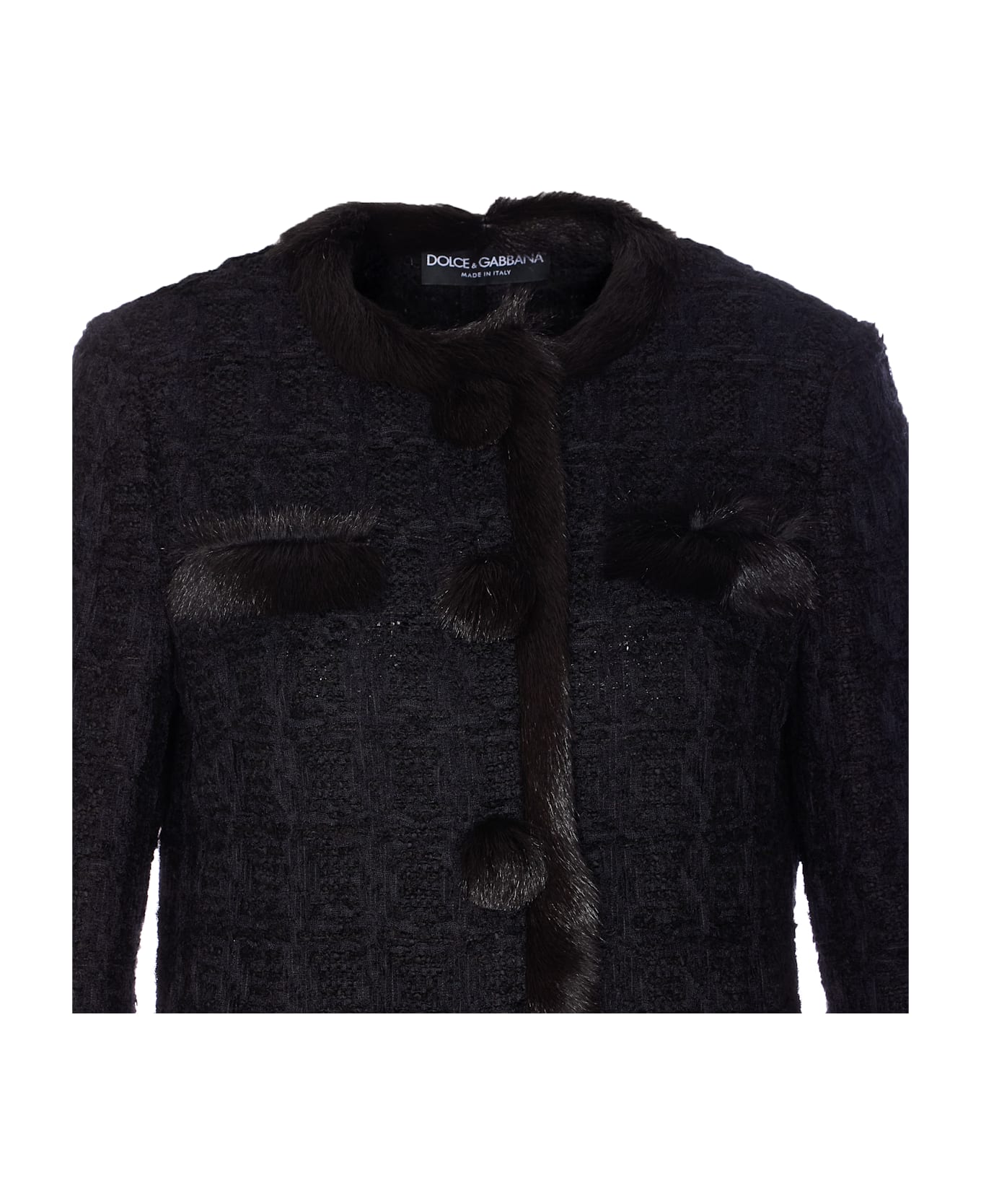 Dolce & Gabbana Single Breasted Tweed Jacket - Black