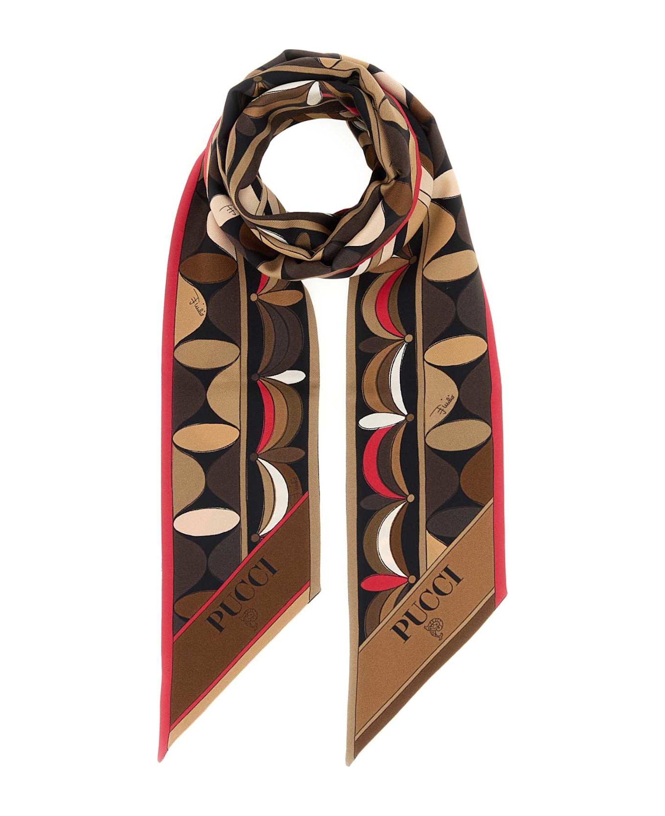 Pucci Printed Silk Foulard - GOLDRED