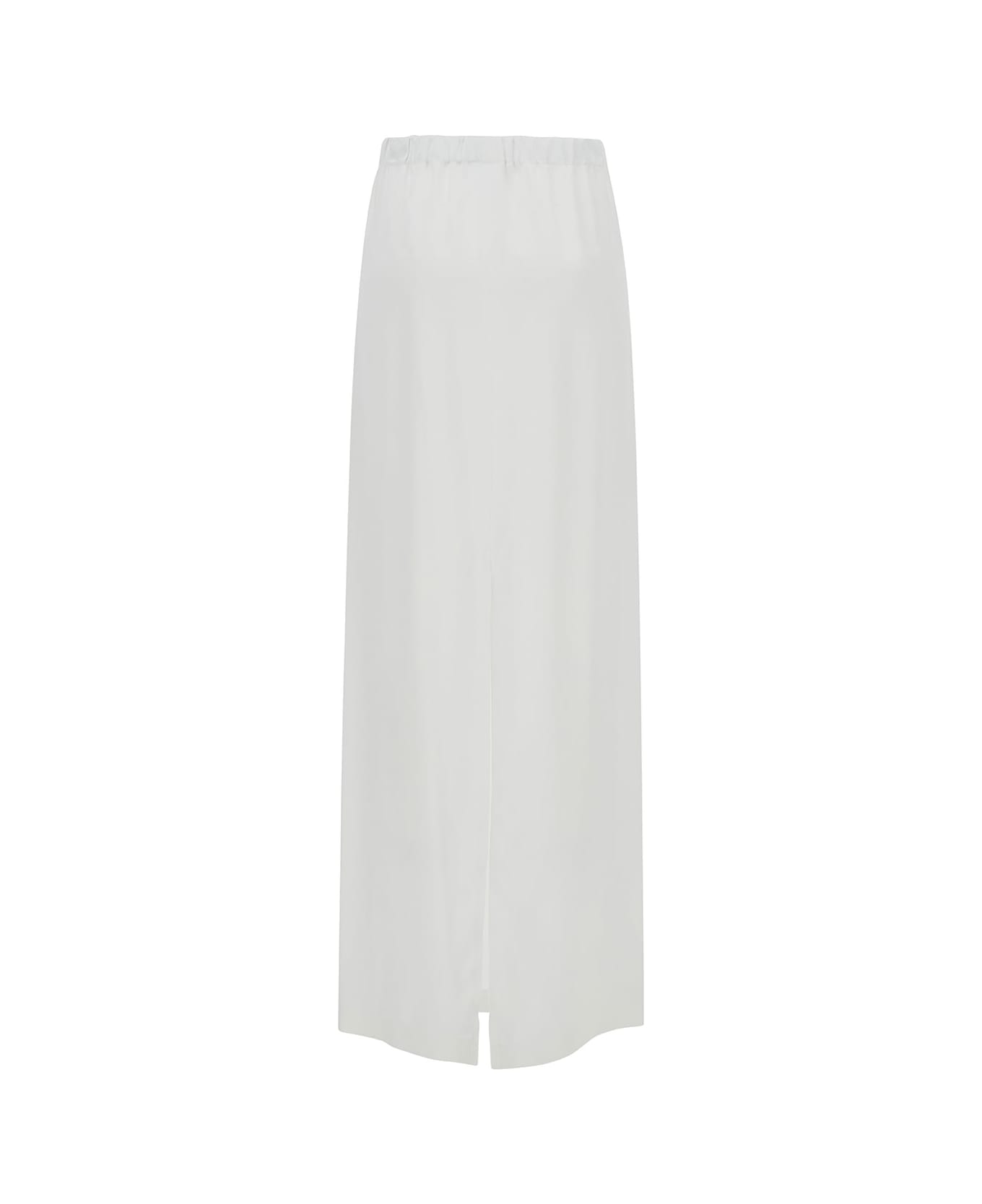 Fabiana Filippi Long White Skirt With Split And Elastic Waistband In Viscose Woman - White