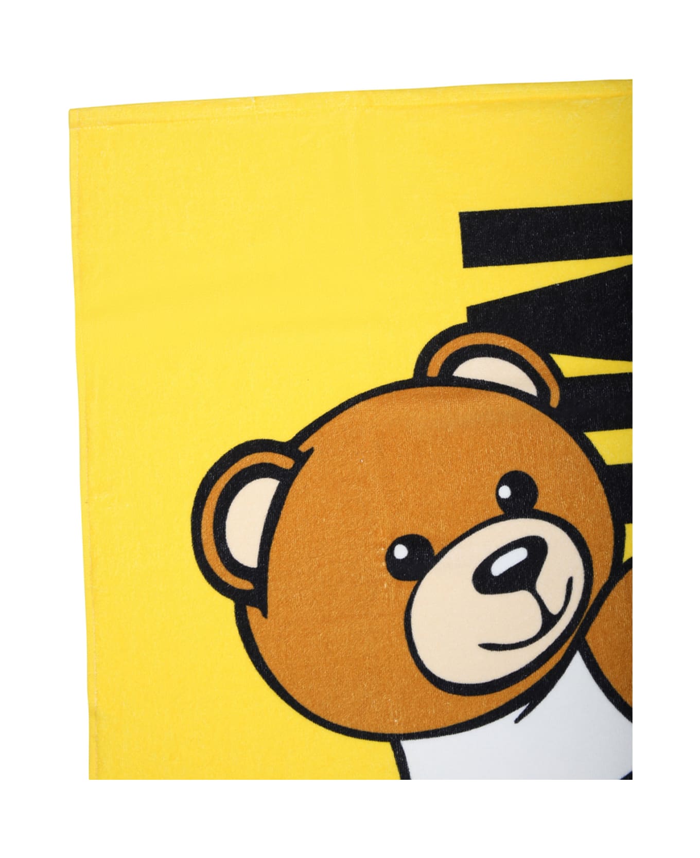 Moschino Yellow Beach Towel For Kids With Teddy Bear And Logo - Yellow