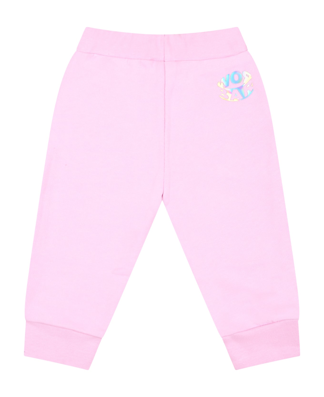 Barrow Pink Sweatpants For Baby Girl With Logo - Pink