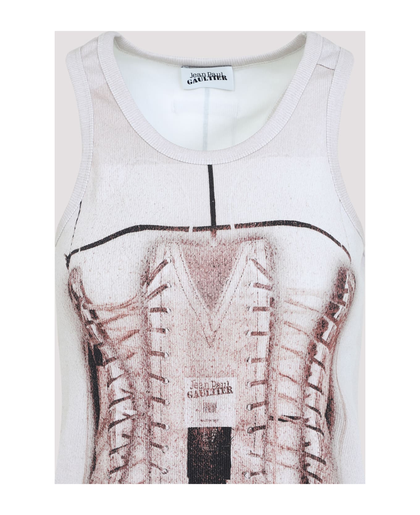 Jean Paul Gaultier Printed Ribbed Top - Dustypink White Black
