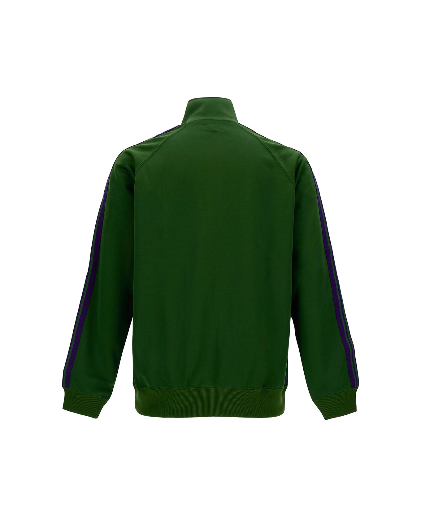 Needles Green High-neck Sweatshirt With Logo Embroidery In Tech Fabric Man - Green ニットウェア