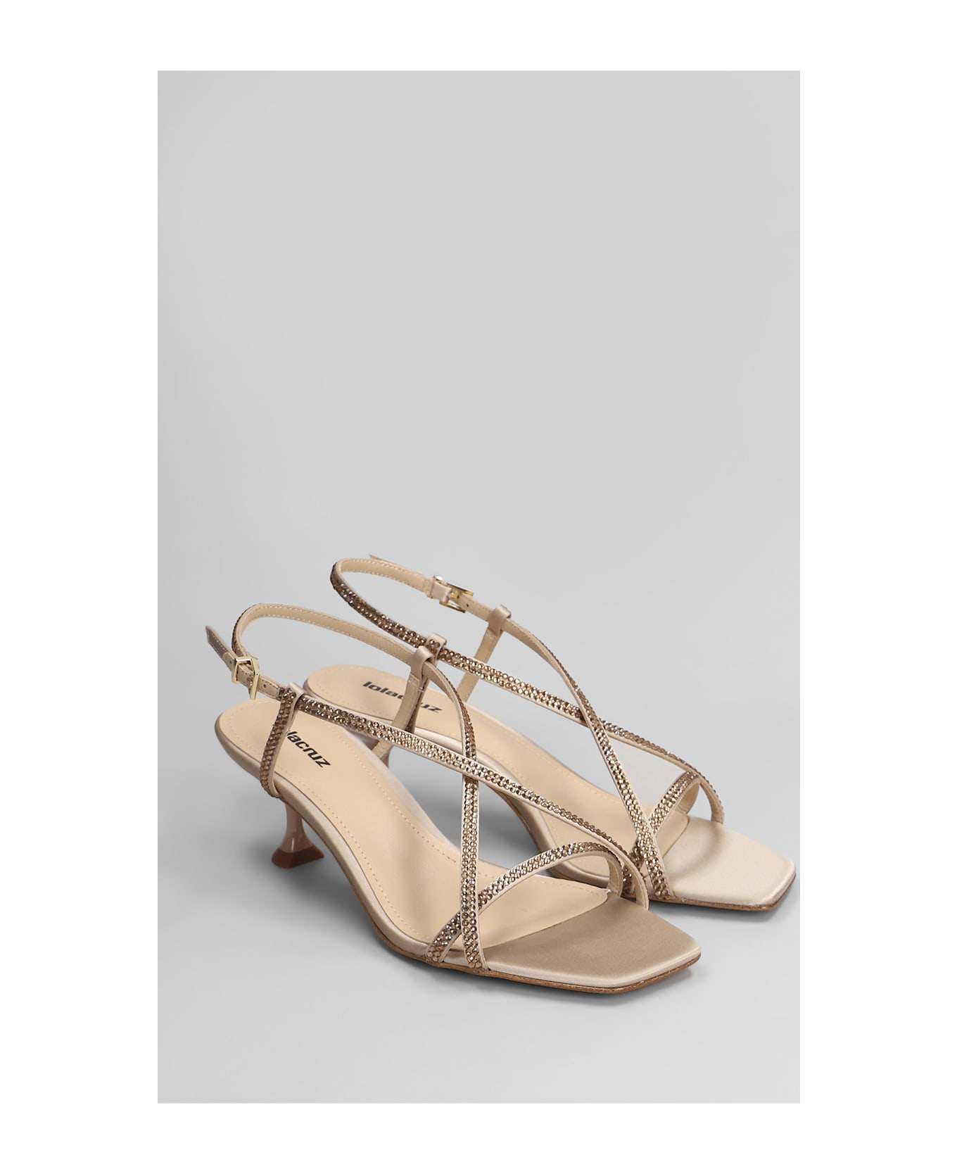 Lola Cruz Liberty Heel 55 Sandals In Powder Satin - powder