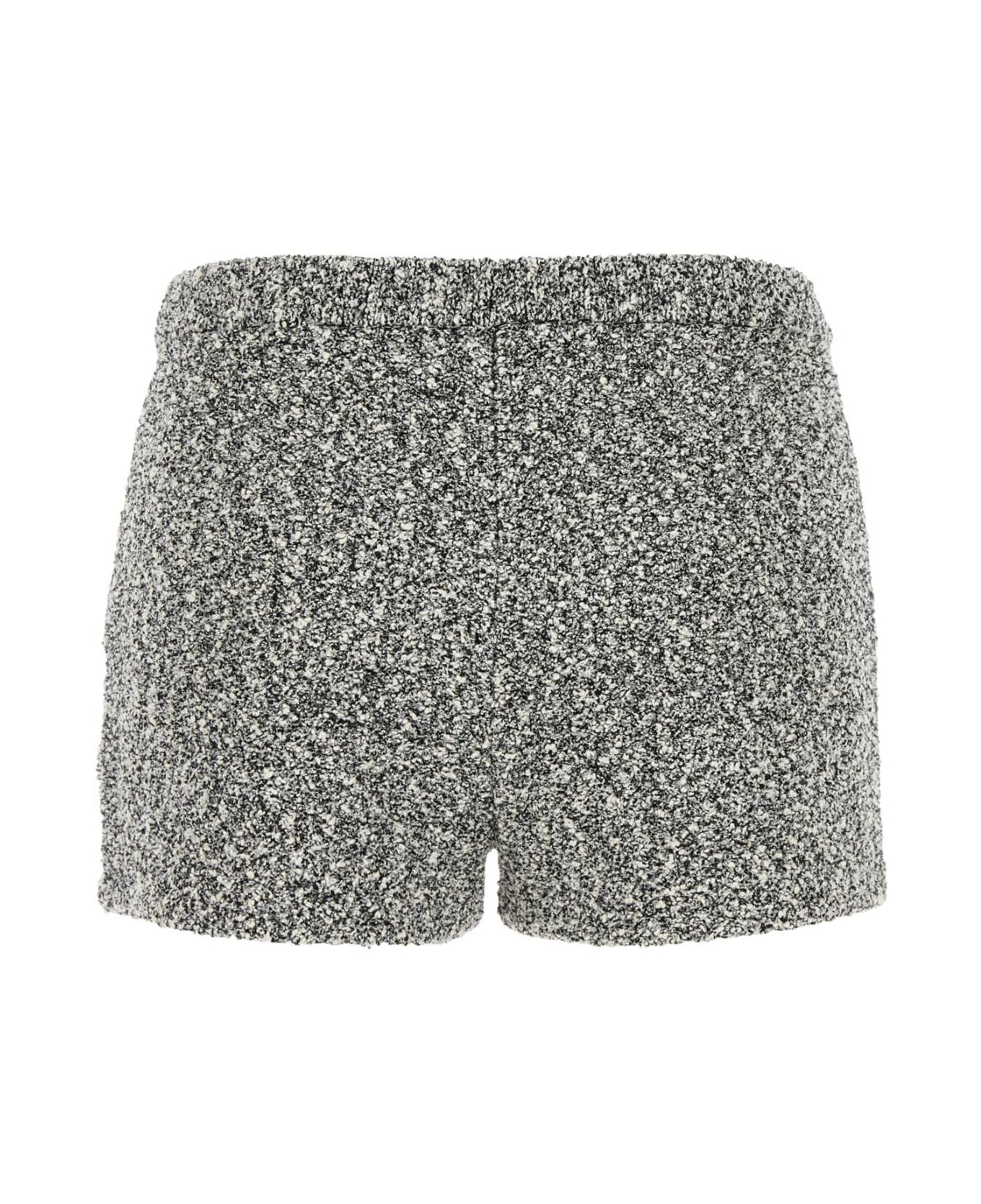 Tory Burch Two-tone Stretch Tweed Shorts - BLACKWHITE