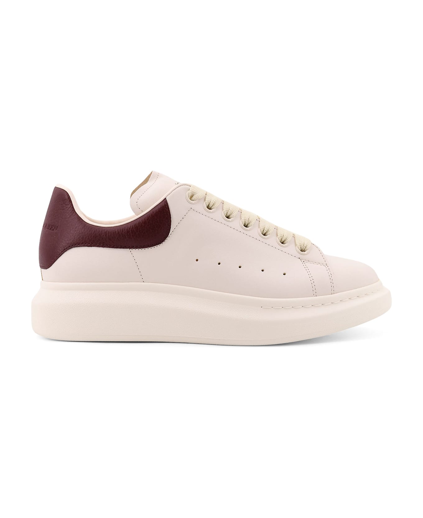 Alexander McQueen Oversize Leather Sneakers With Back Contrasting Patch - White