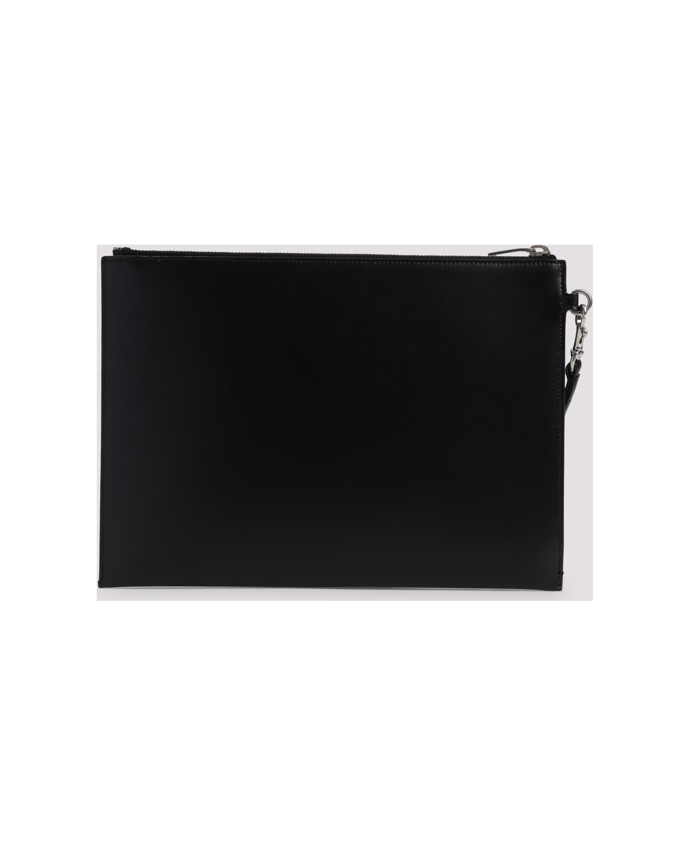 Saint Laurent Cassandre Tablet Holder In Shiny Leather With Zip - Nero