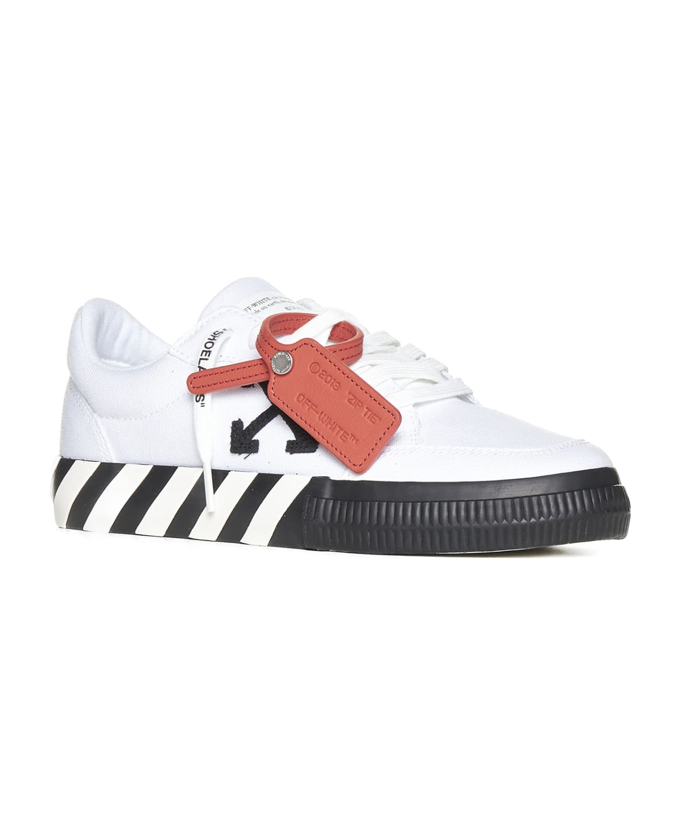 Off-White Low Vulcanized Canvas Sneakers - White Black スニーカー
