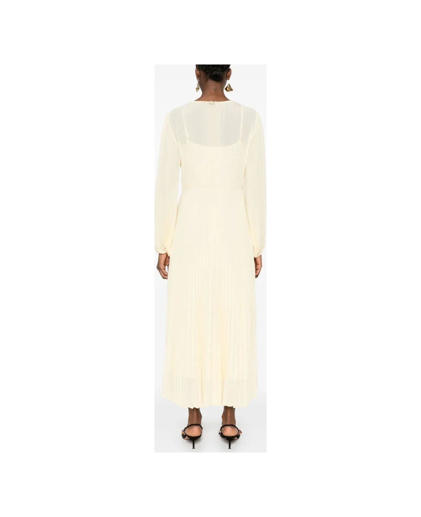 TwinSet Pleated Wrap Dress - Vanilla
