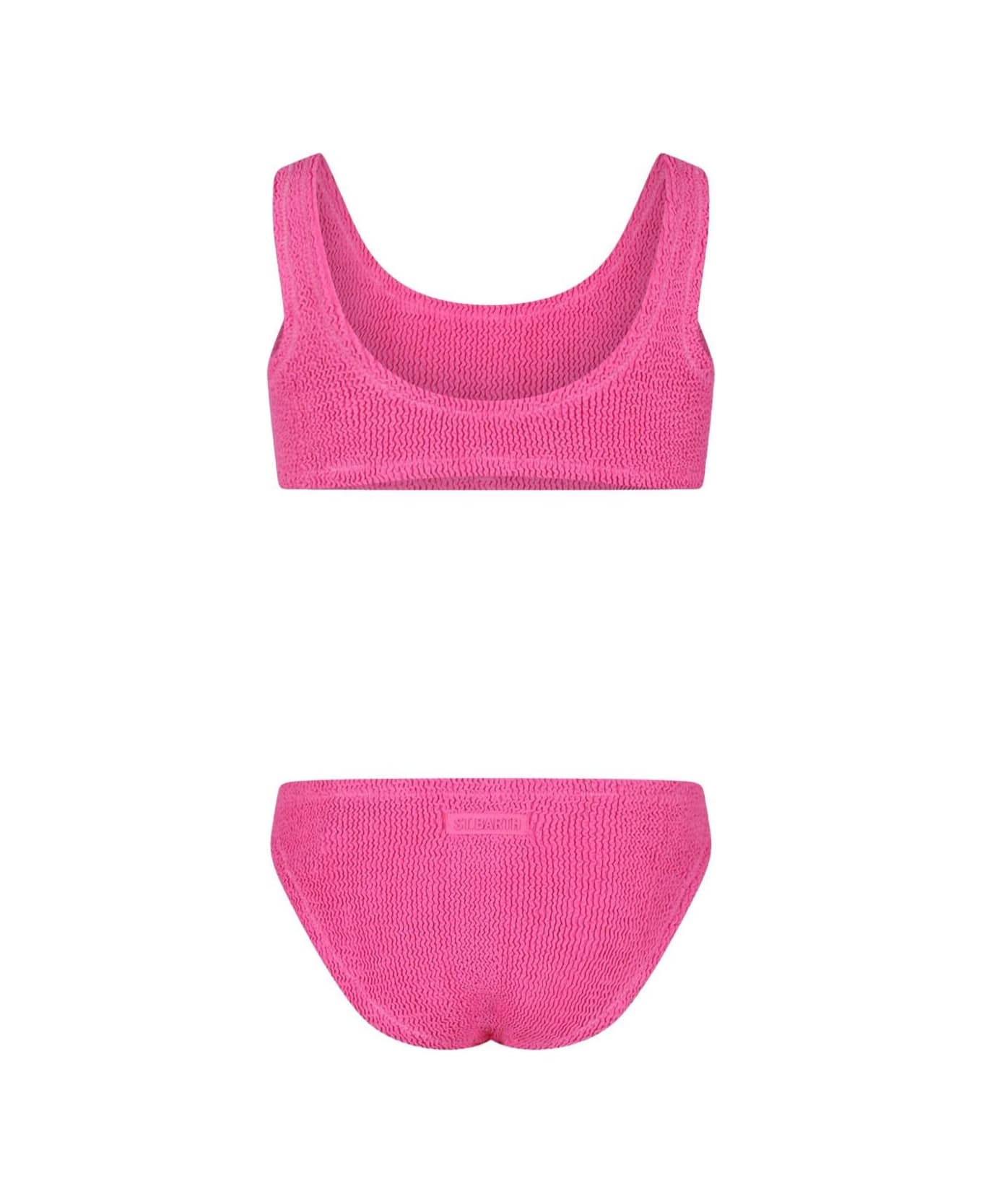 MC2 Saint Barth 'baker' Pink Bikini With Fixed Shoulder Straps And Crinkled Effect In Tech Fabric Stretch Girl - Pink