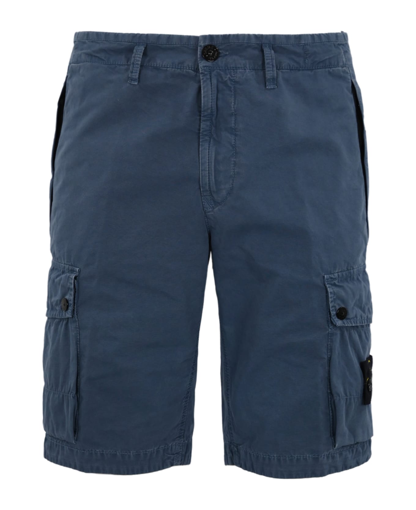 Stone Island Bermuda Shorts In Cotton Canvas - Blue ショートパンツ