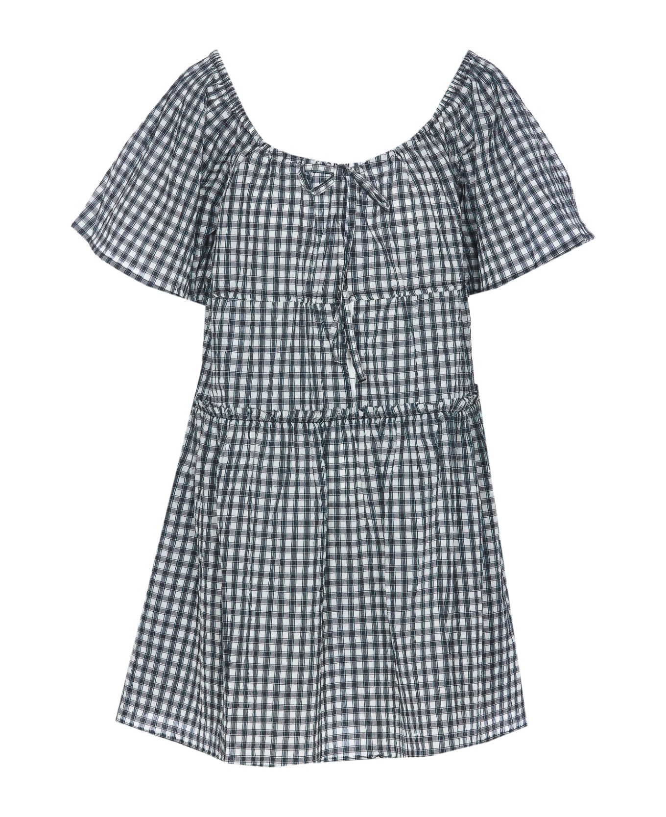 Ganni Seersucker Check Mini Layer Dress - Blue ワンピース＆ドレス