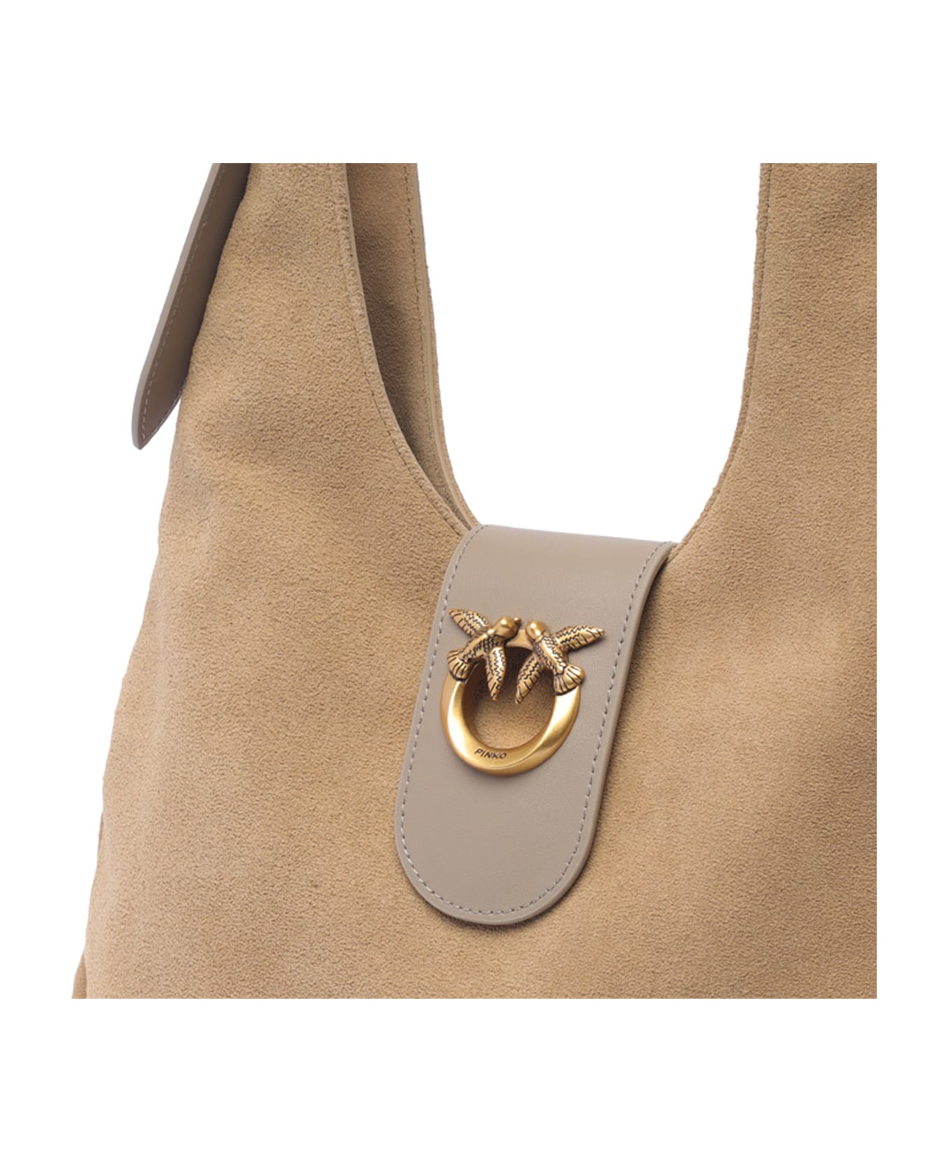 Pinko Hobo Bag With Logo - Beige