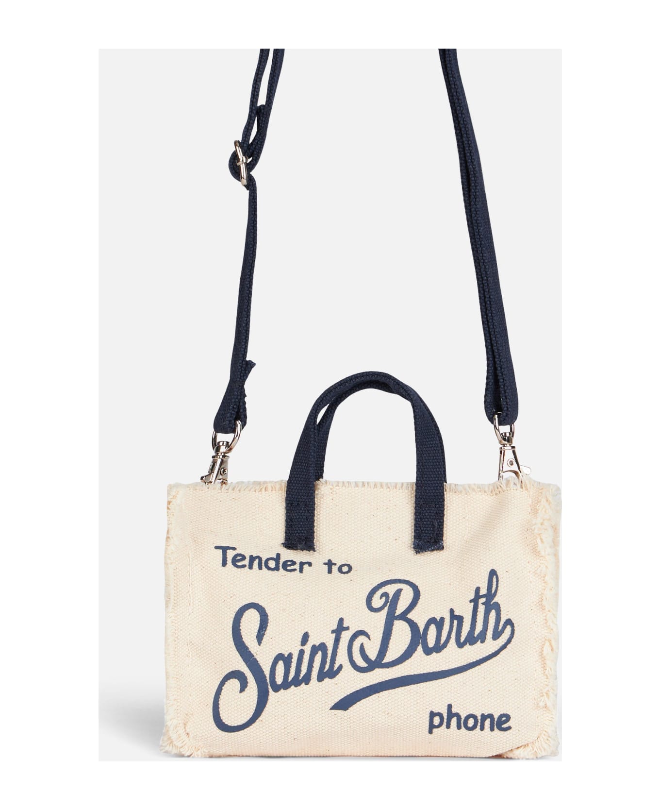 MC2 Saint Barth Phone Holder White Bag With Blue Logo - WHITE