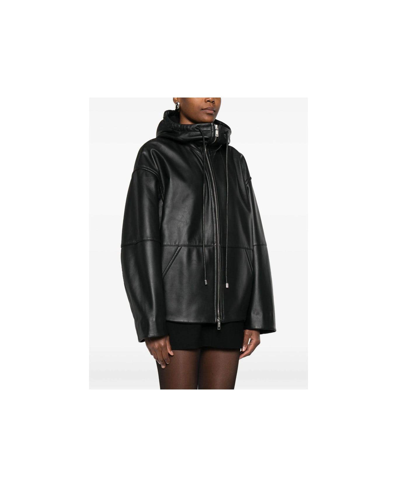 SportMax Leather Outerwear - BLACK