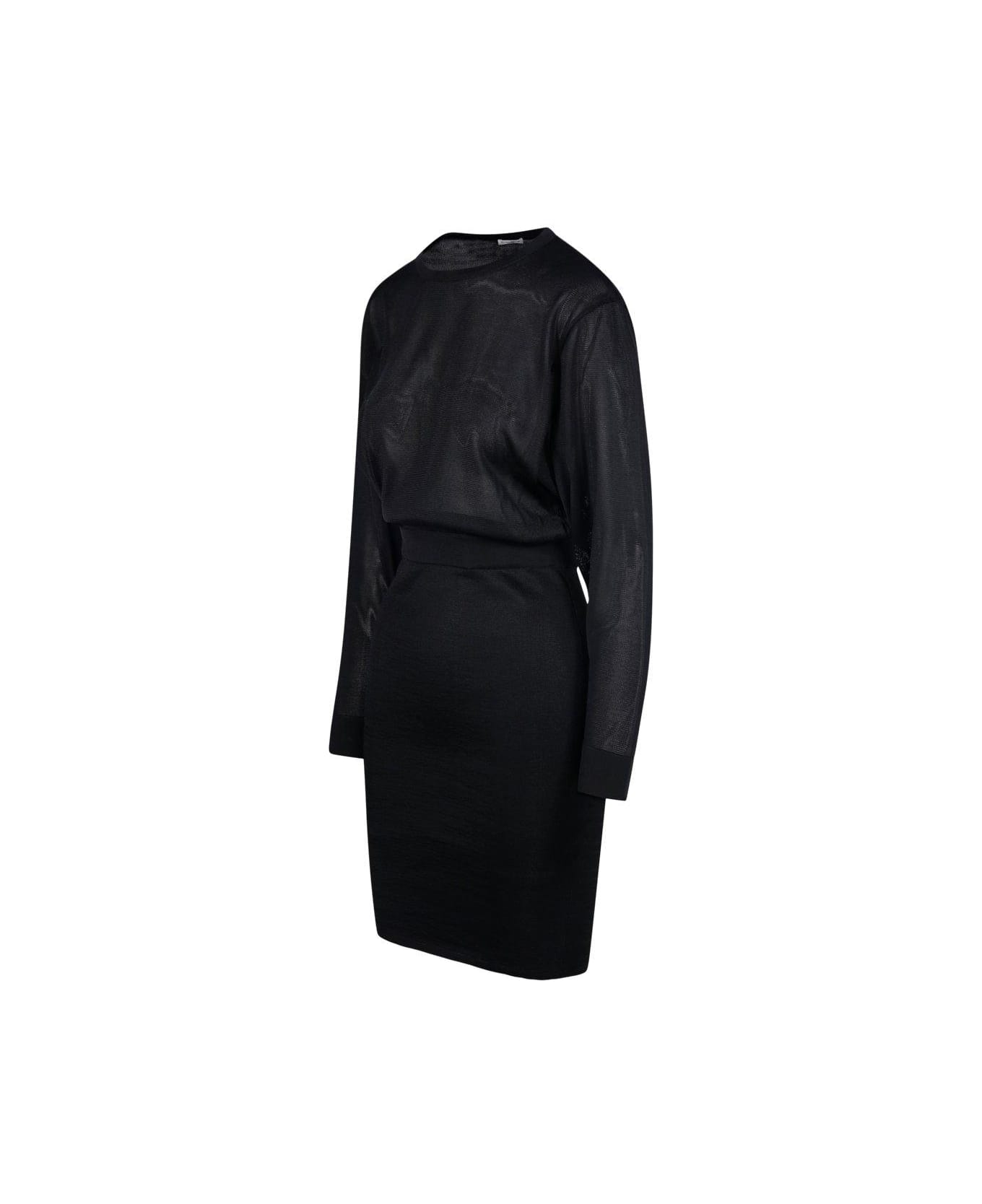 Saint Laurent Backless Long-sleeved Dress - Nero