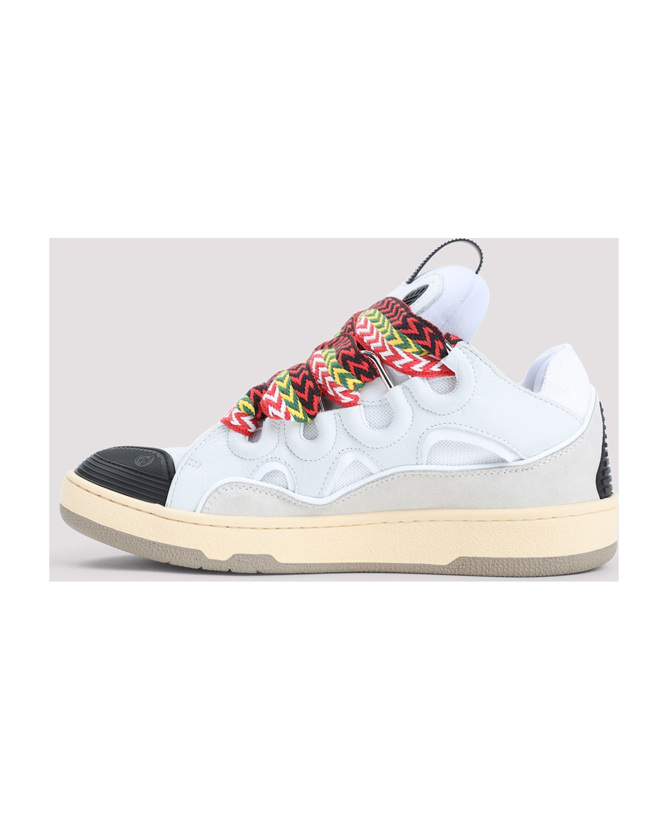 Lanvin Suede Leather Curb Sneakers - White