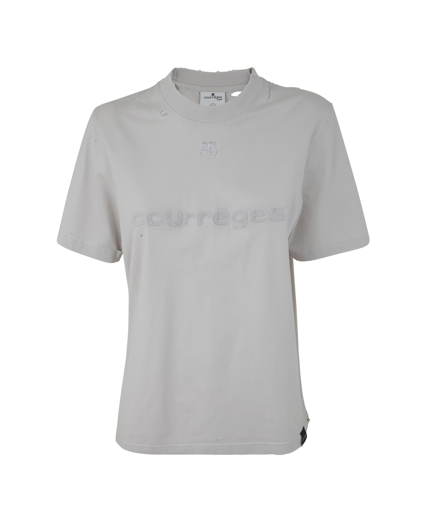 Courrèges Distressed Dry Jersey T-shirt - Dirty White