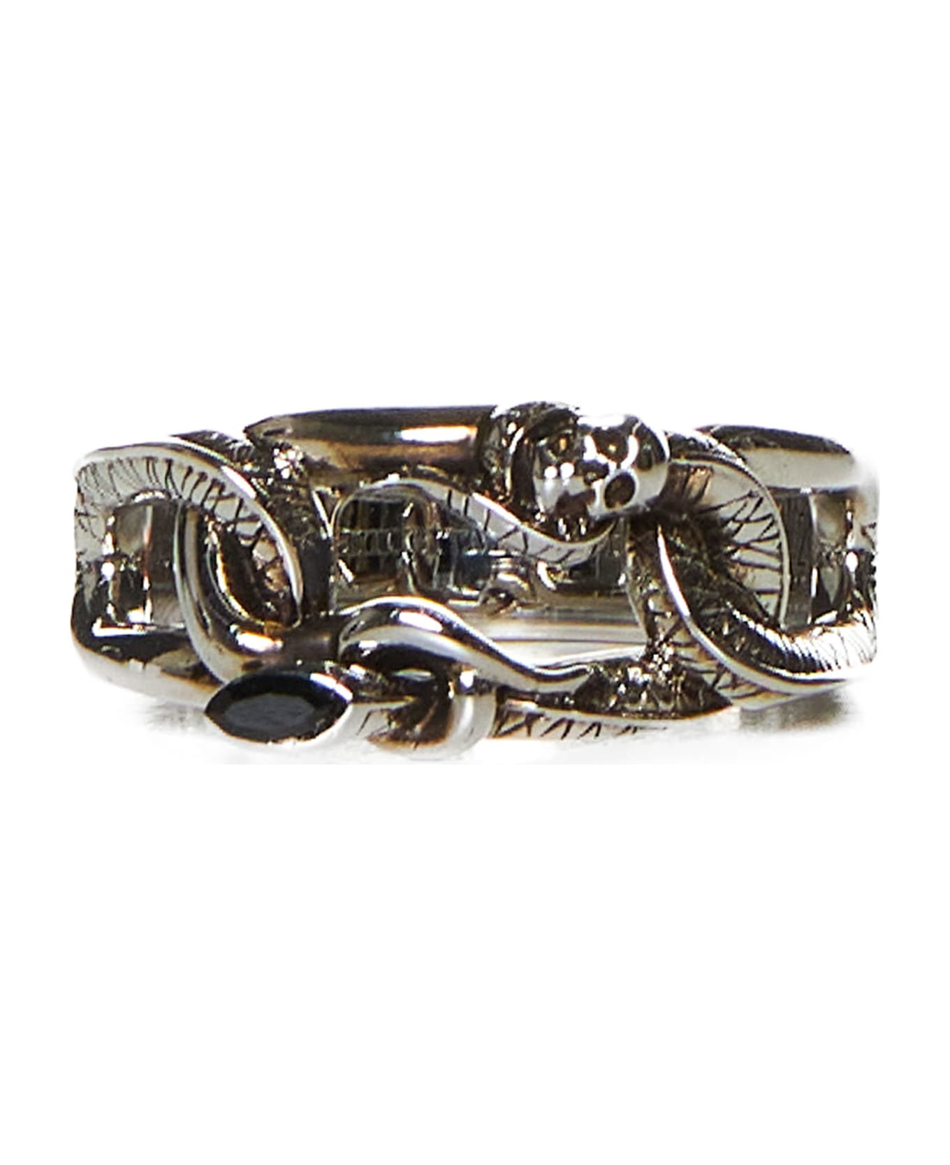 Alexander McQueen Ring - A.silver+jet sw