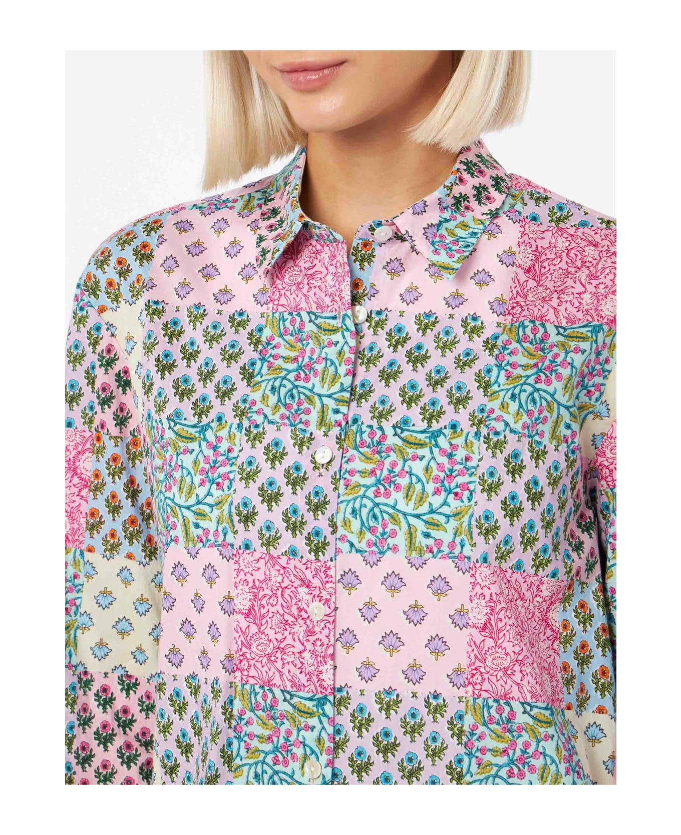 MC2 Saint Barth Woman Cotton Shirt Brigitte With Flower Print - MULTICOLOR