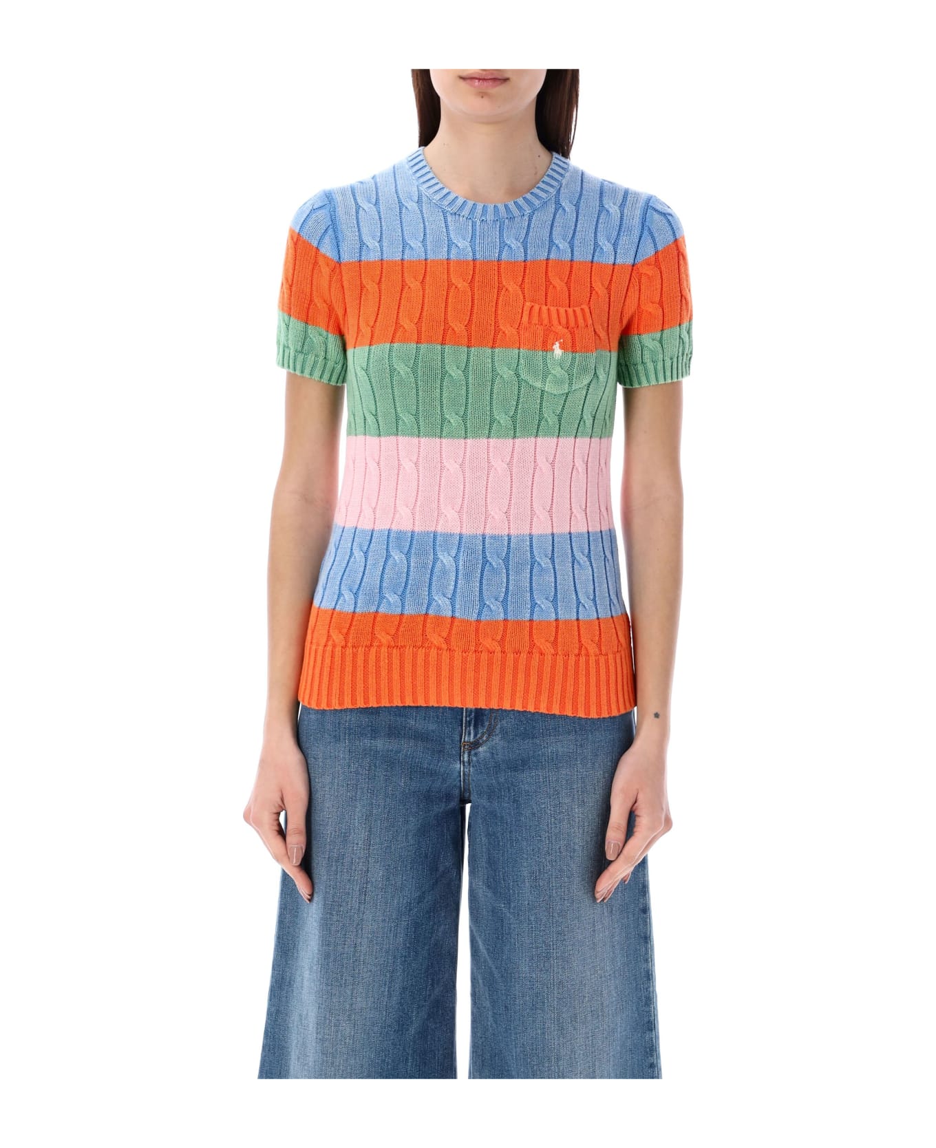 Polo Ralph Lauren Stripe Short Sleeves Sweater - STRIPE MULTICOLOR