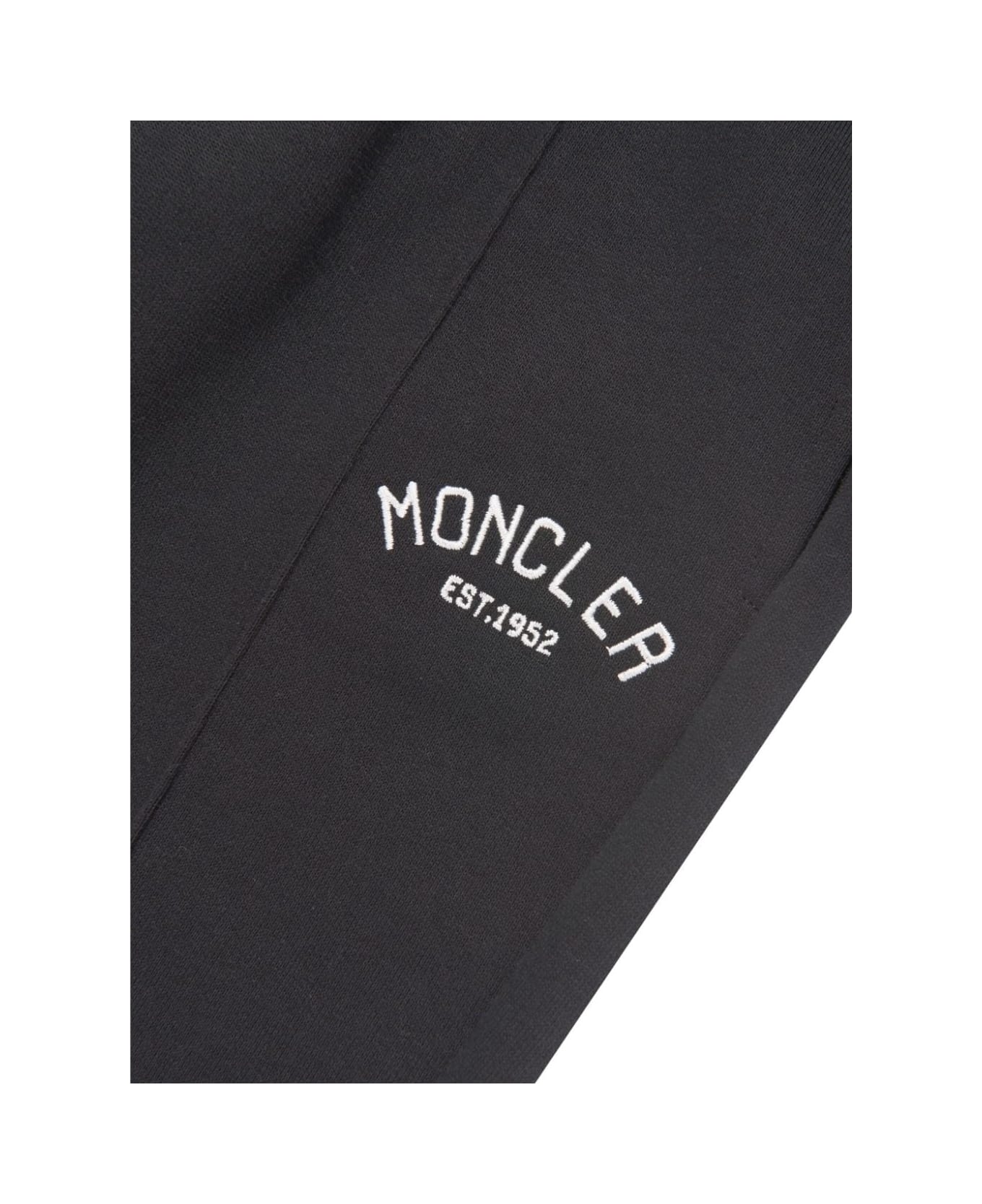 Moncler Black Joggers With Embroidered Logo - Black