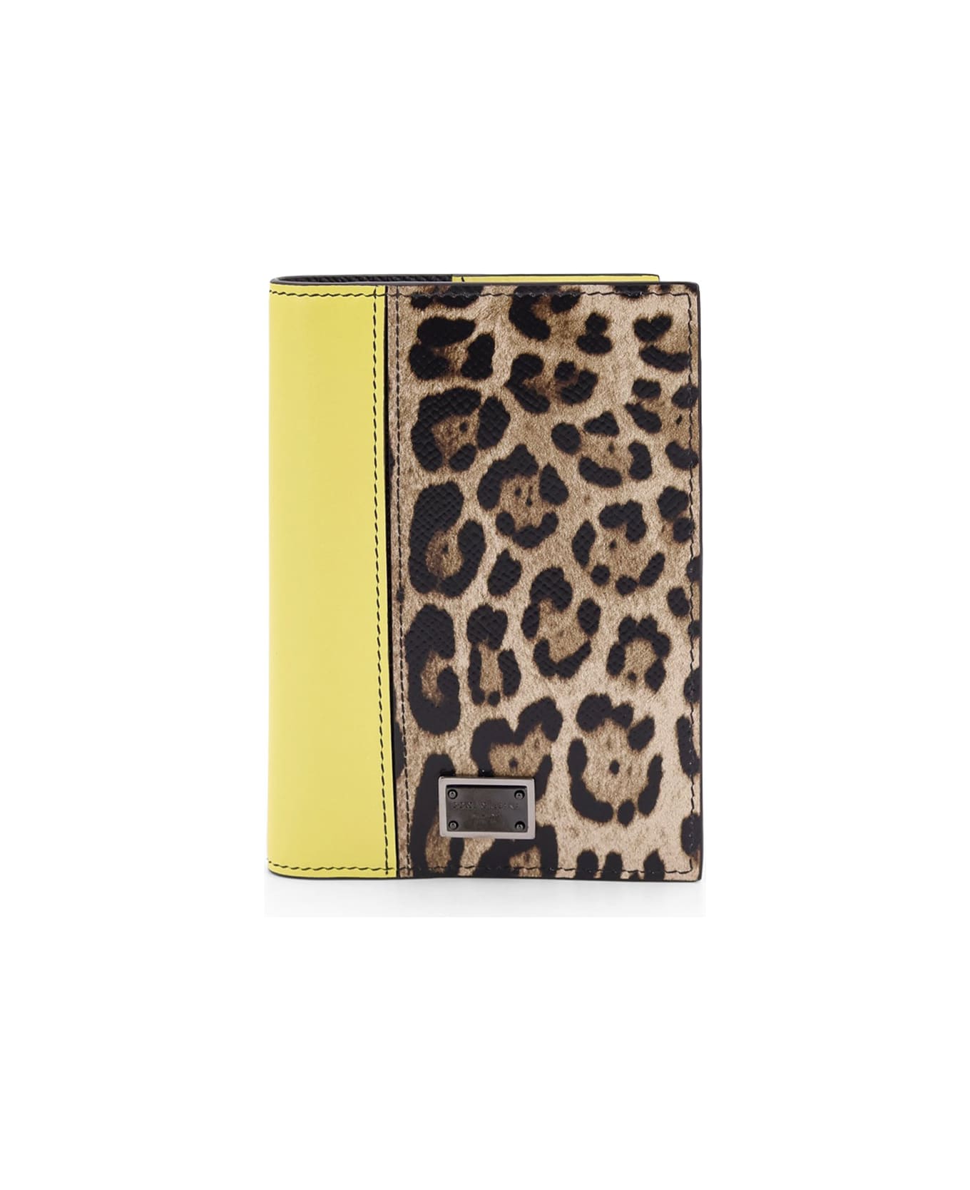 Dolce 
Gabbana Saffiano Leather Passport Holder With Clored Leather Inserts - MultiColour
