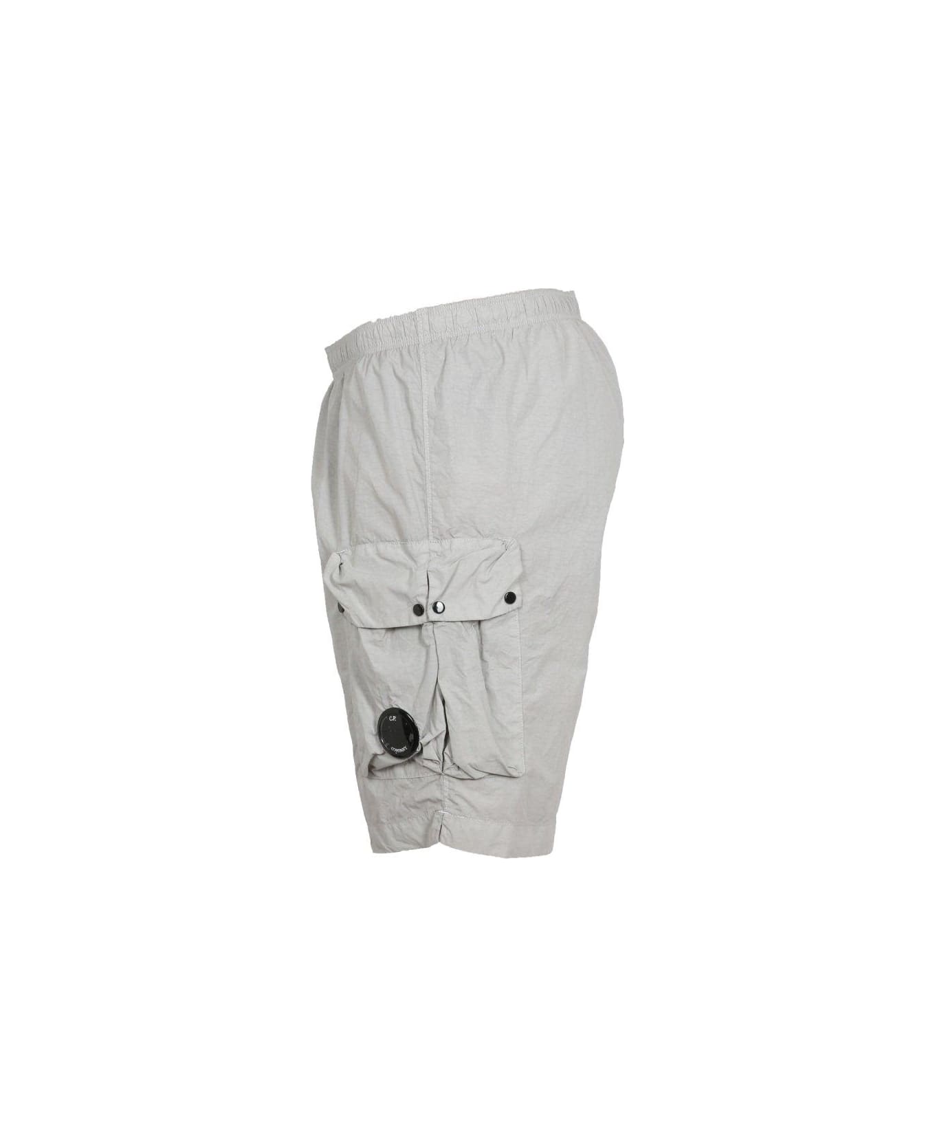 C.P. Company Lens-detail Knee Length Swim Shorts - GREY