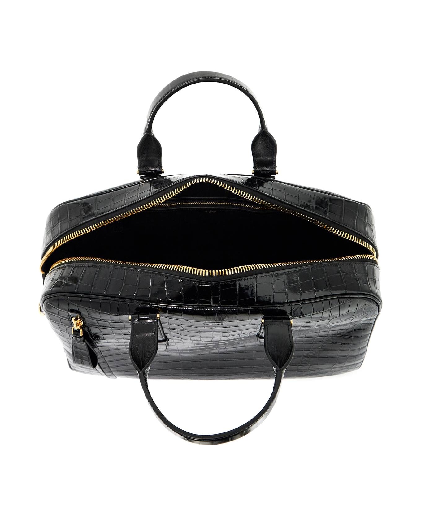 Tom Ford Black Croco Bowling Bag - BLACK (Black)