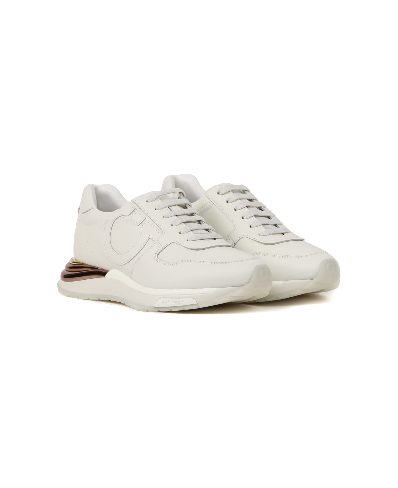 Ferragamo Brooklyn White Leather Sneaker - White