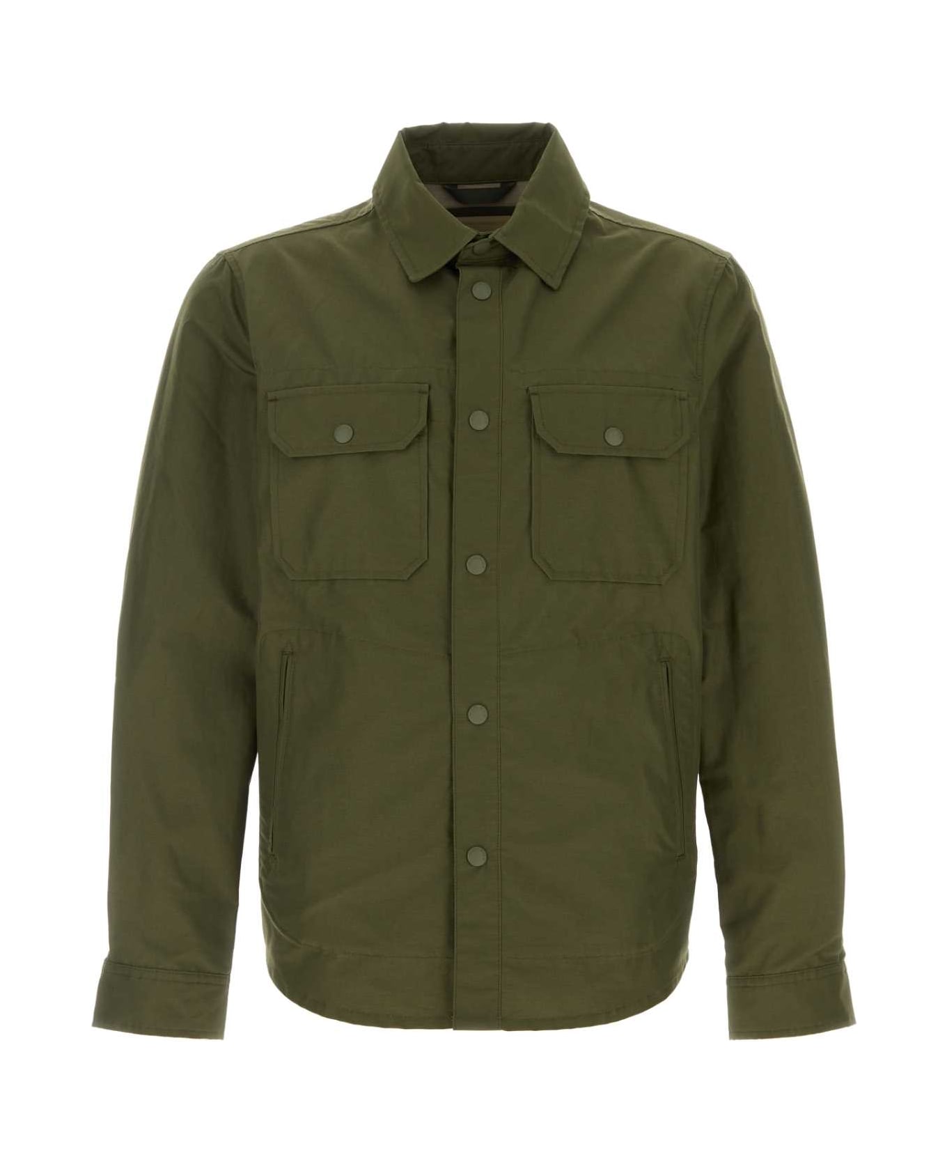 Woolrich Olive Green Cotton Blend Shirt - GREENSTONE