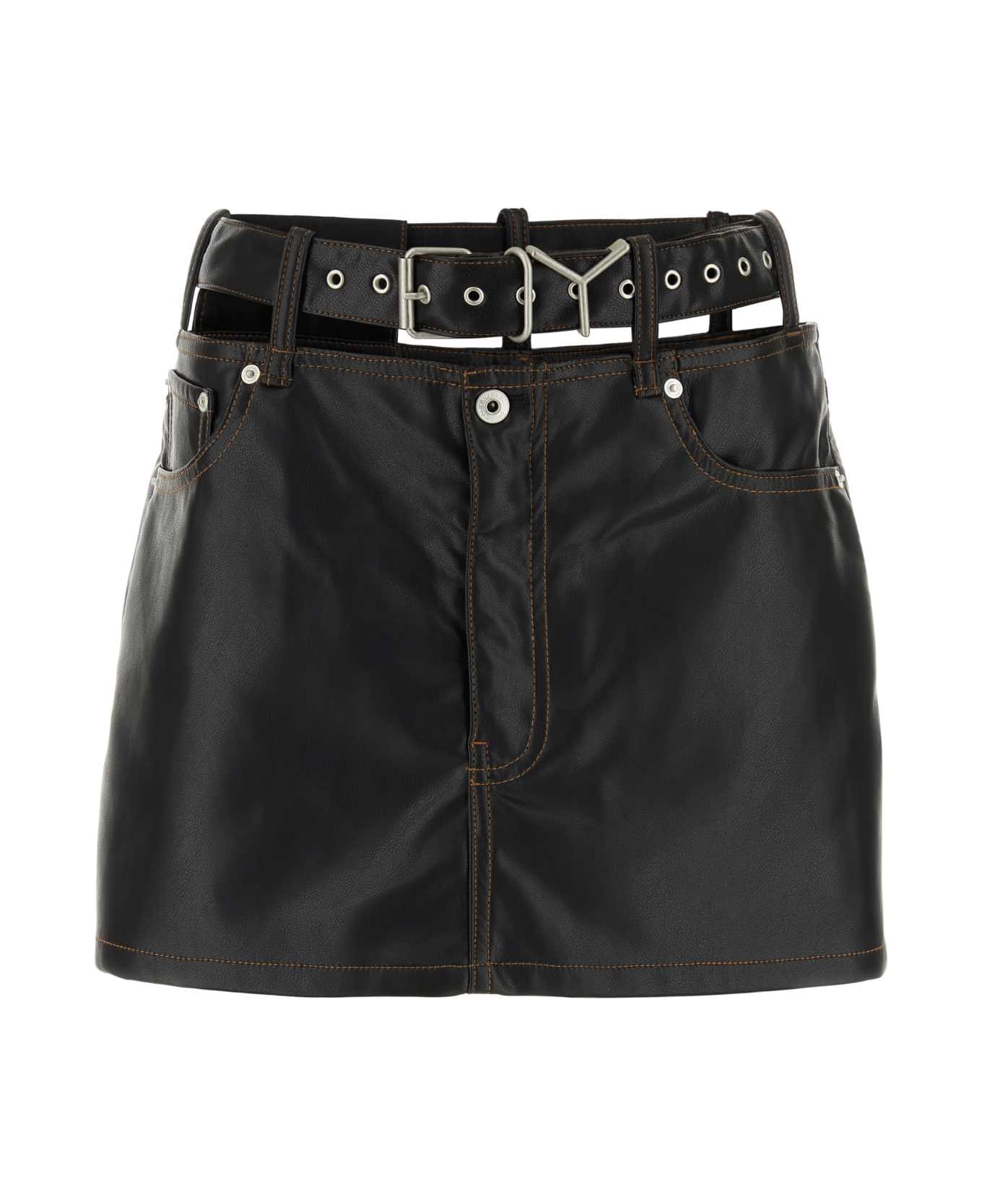 Y/Project Black Denim Mini Skirt - Black スカート